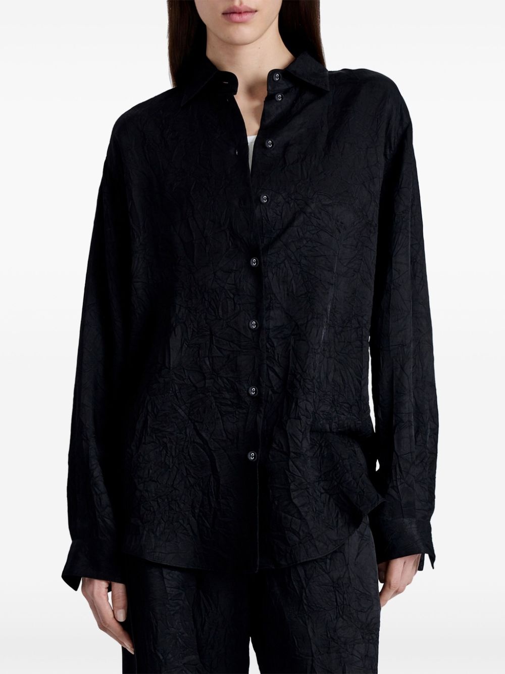 crease-effect long-sleeve shirt - 5