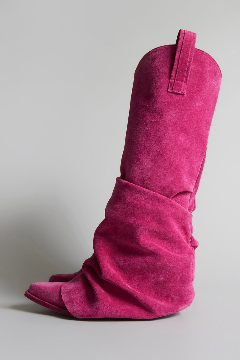 MID COWBOY BOOTS - PINK SUEDE 2