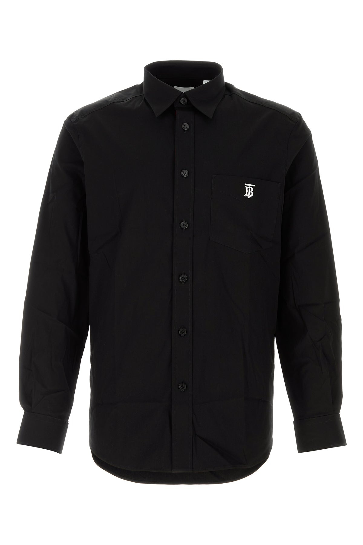 Black stretch poplin shirt - 1