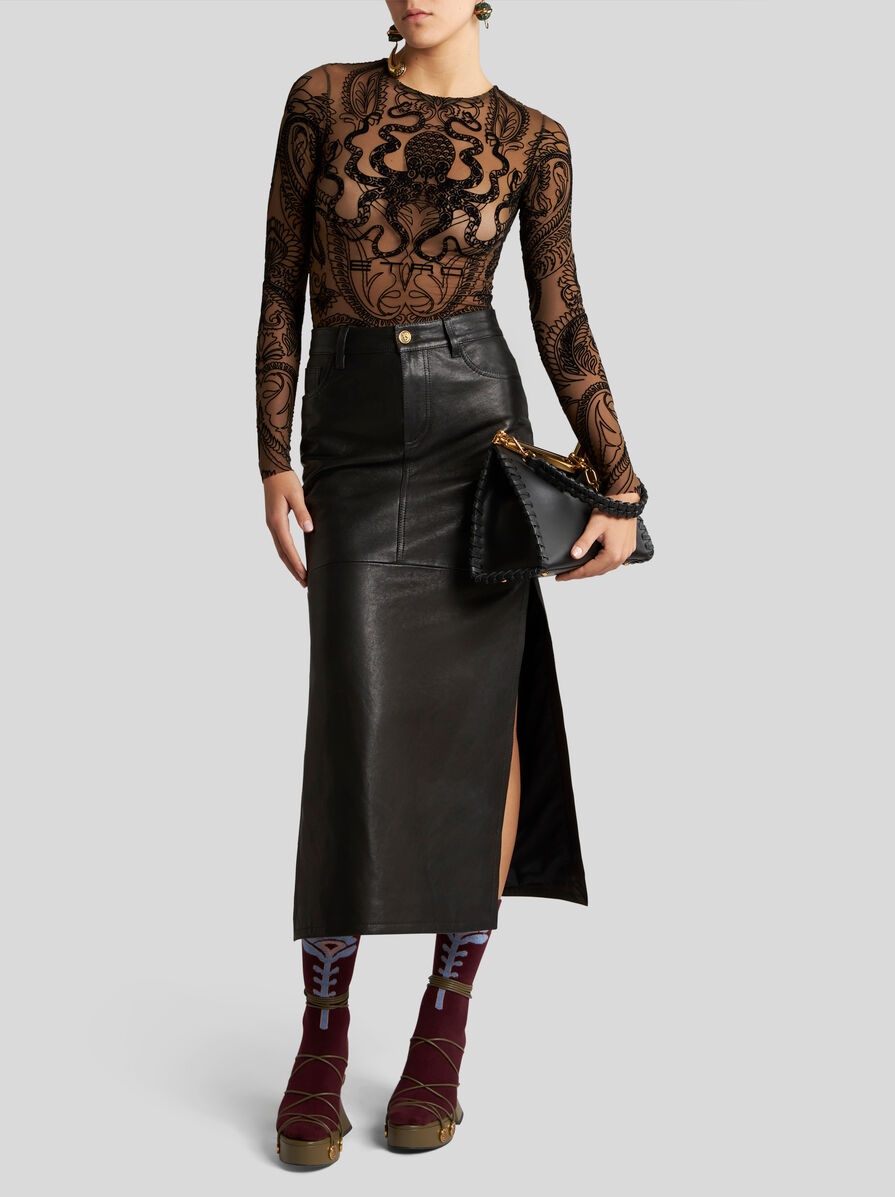 NAPPA LEATHER MIDI SKIRT - 4