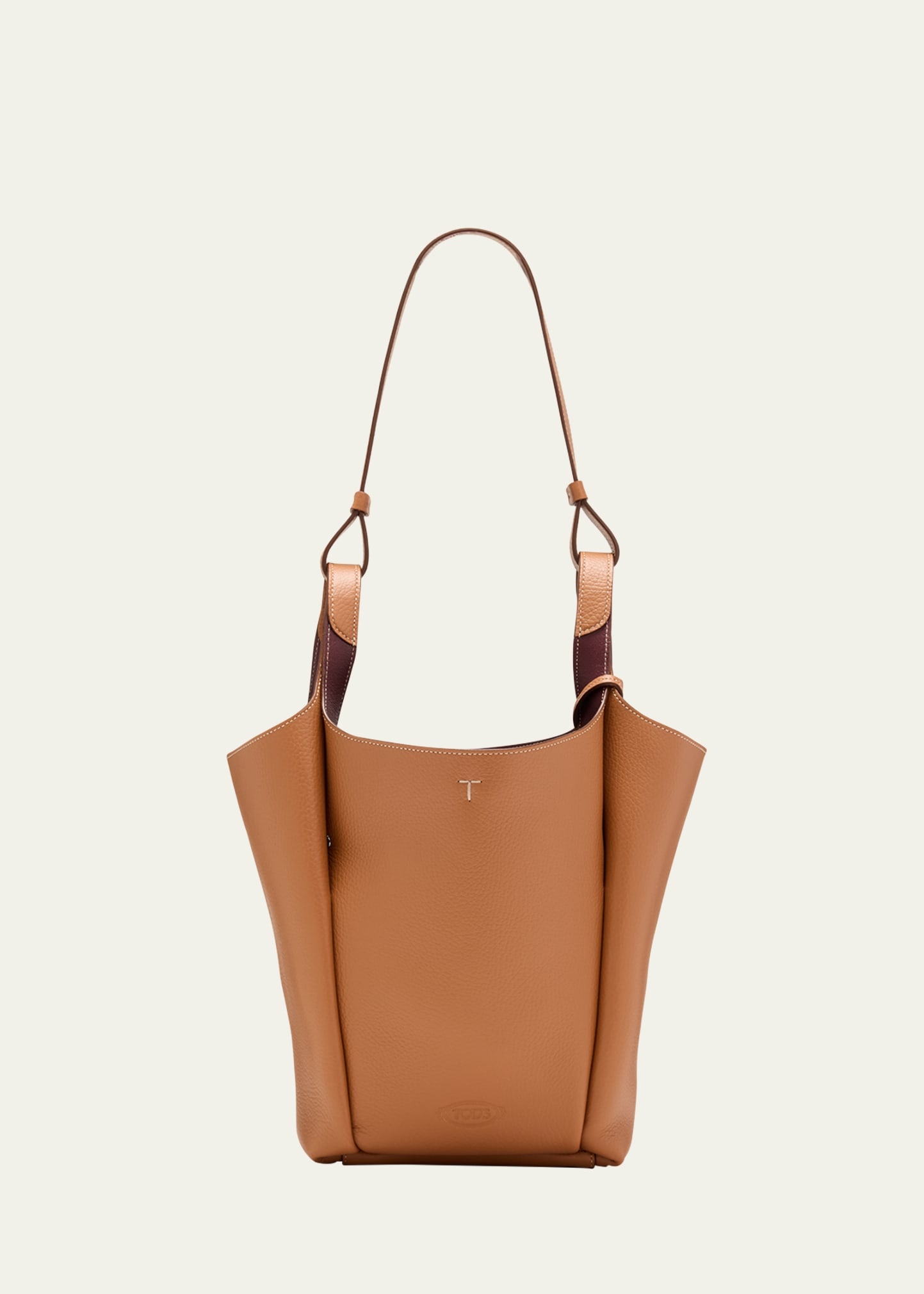 Small Grained Leather Bucket Bag - 1