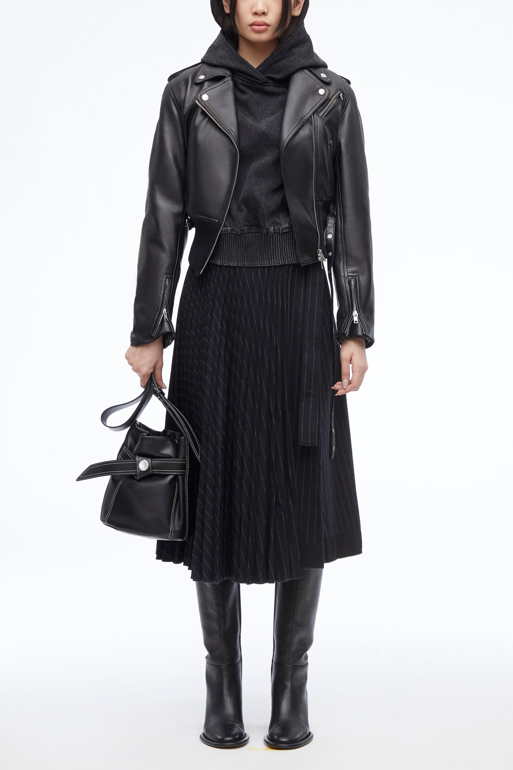 Belted Leather Biker Jacket - 2