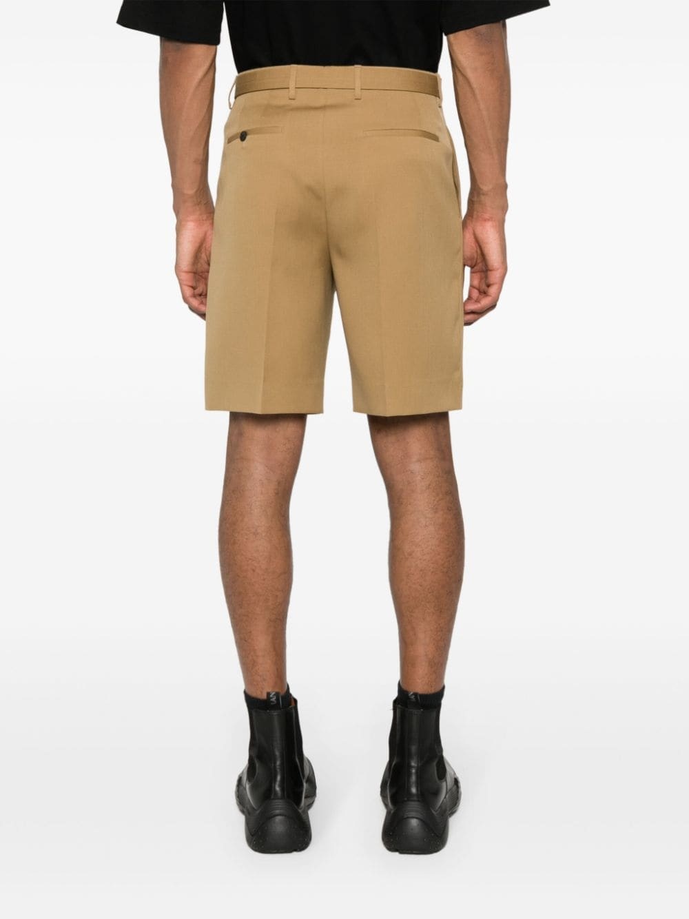 pressed crease wool shorts - 4