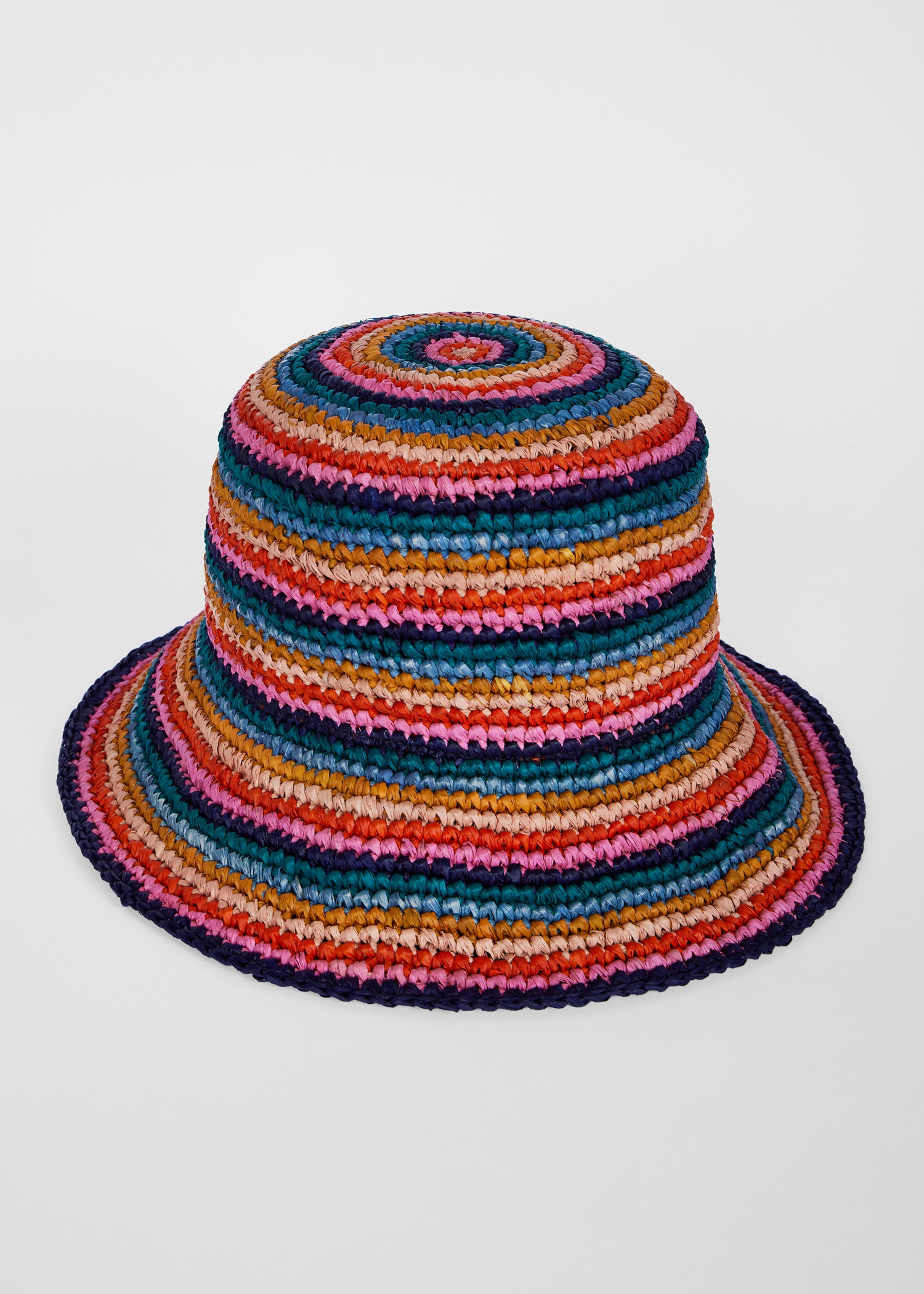 Women's Multicolour Stripe Crochet Bucket Hat - 2