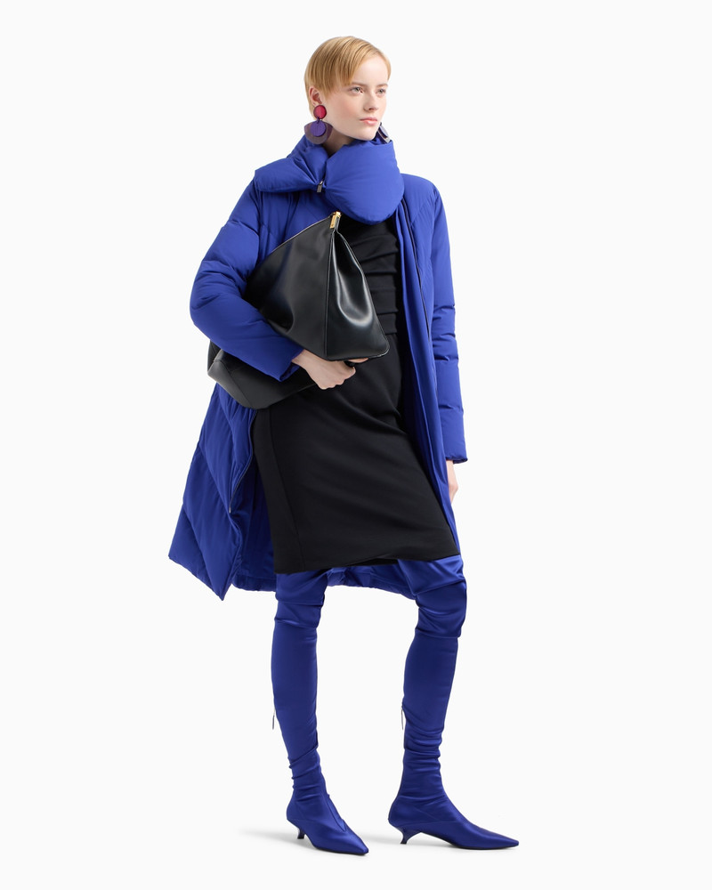 EMPORIO ARMANI Stretch Milano stitch fabric dress with asymmetric cross-over and draping outlook