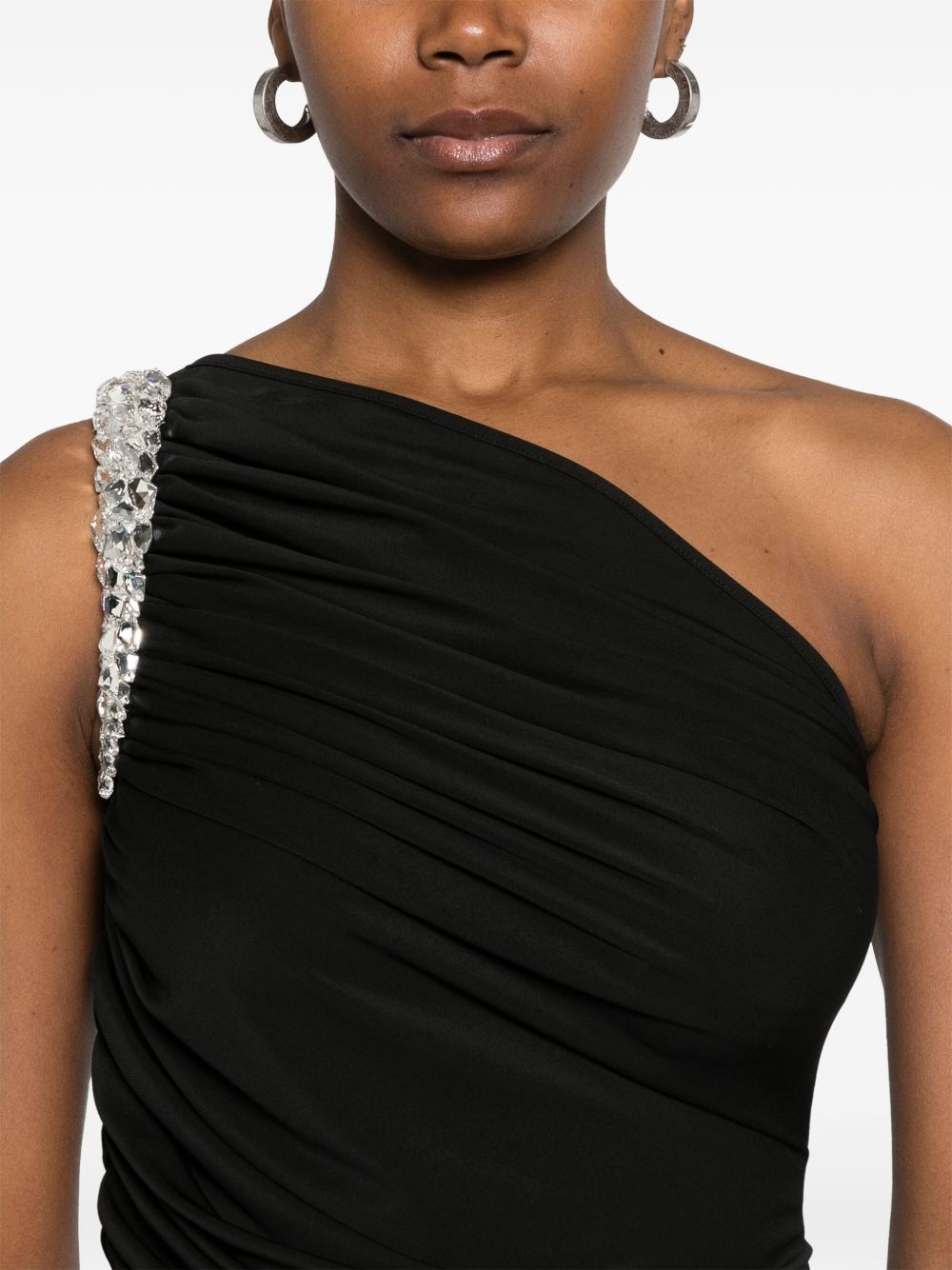 crystal-claw draped mini dress - 5