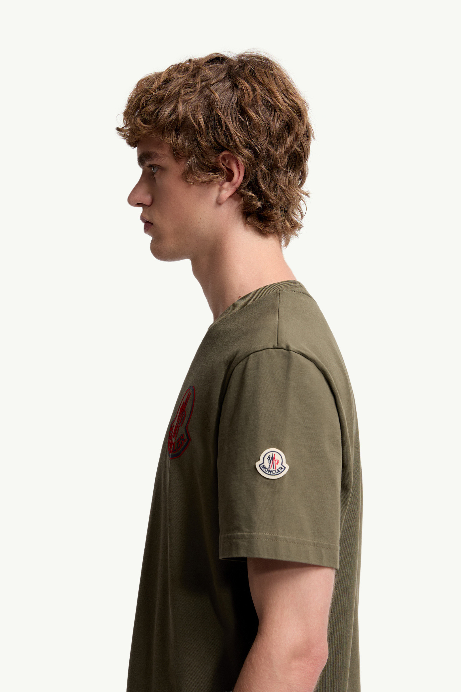 【MONCLER】Embroideredバーシティ・ロゴ・コットンTシャツ Light Blue Embroidered Varsity Logo Cotton T-shirt - Polos