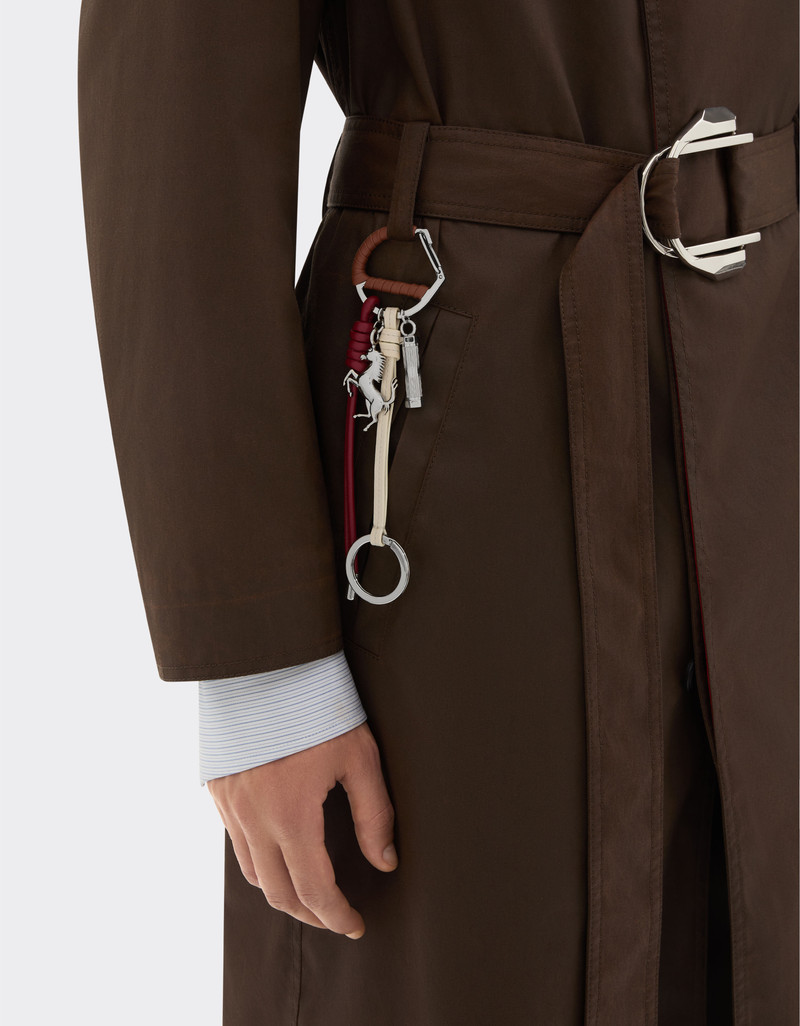 Ferrari Multicolored metal and leather keyring with charm outlook