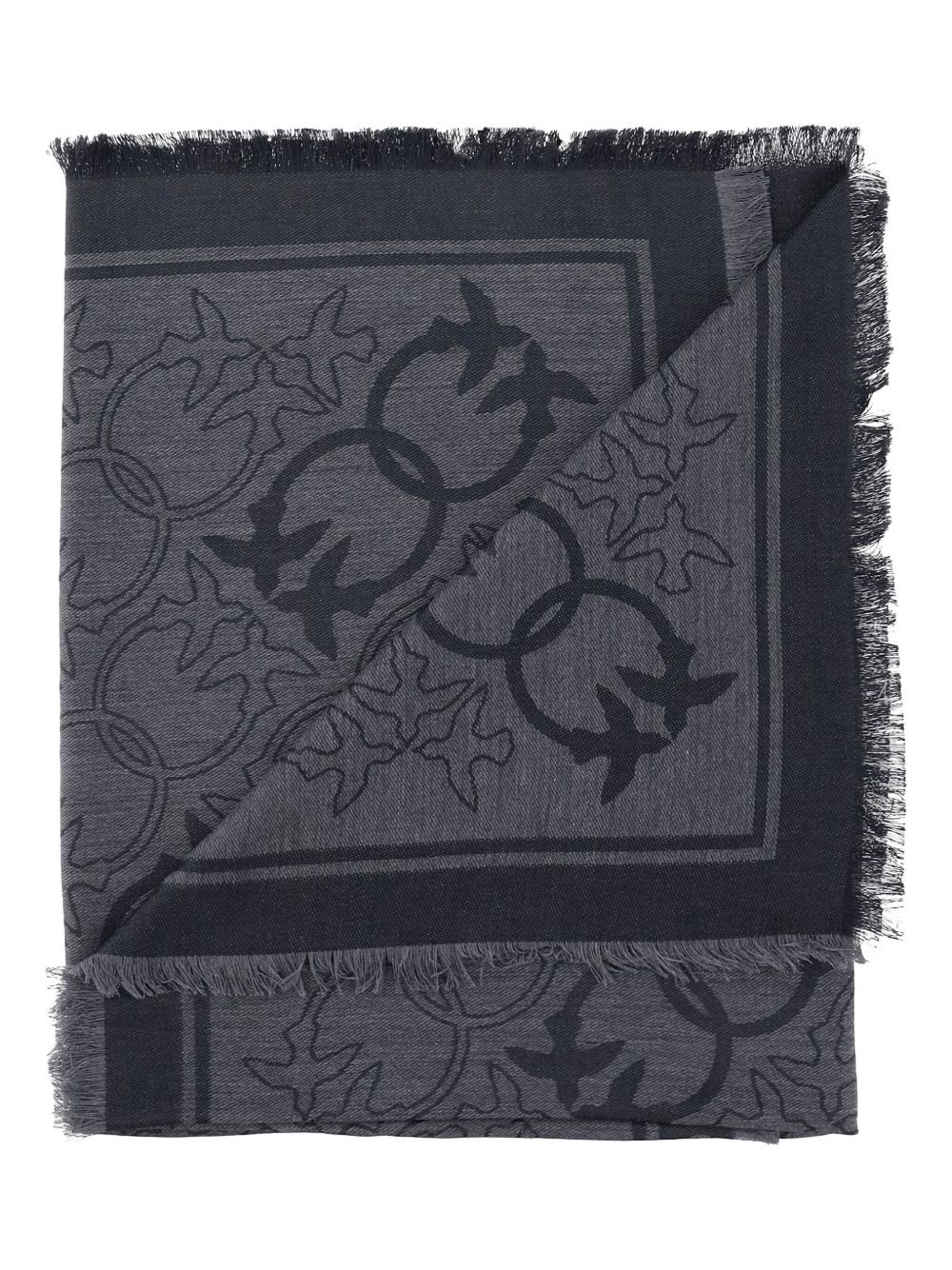 birds-pattern fringed-edges scarf - 2
