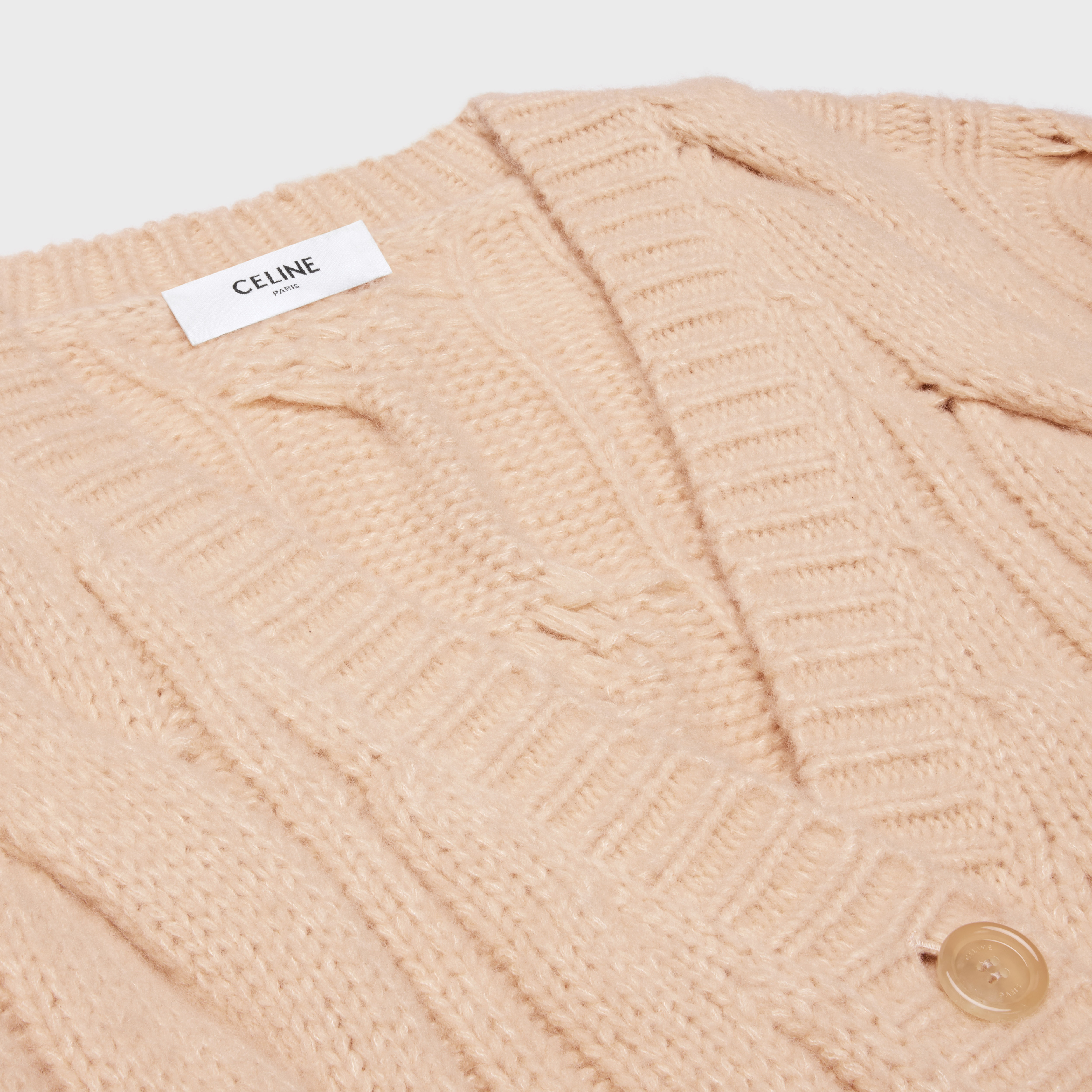 cable-knit long cardigan in cashmere and silk - 3
