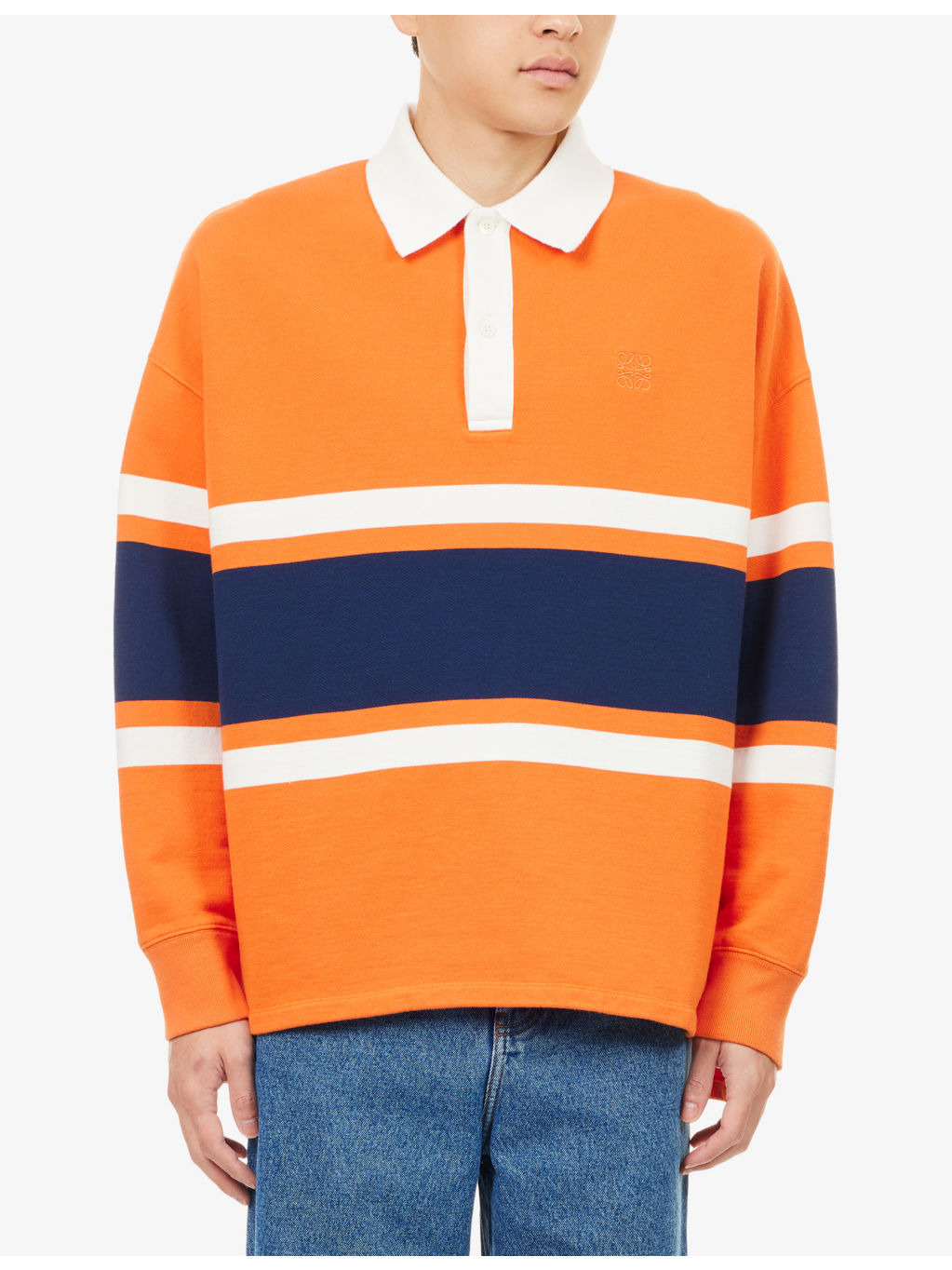 Striped Long-Sleeve Cotton Polo Shirt - 3