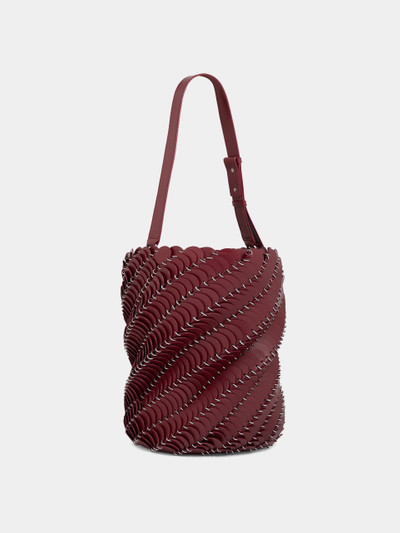 Paco Rabanne MERLOT AND SILVER LARGE PACO BUCKET BAG IN LEATHER outlook