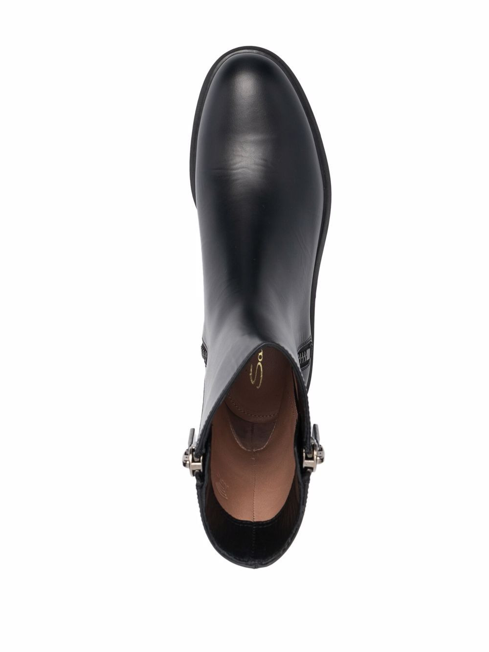 low-heel leather boots - 4