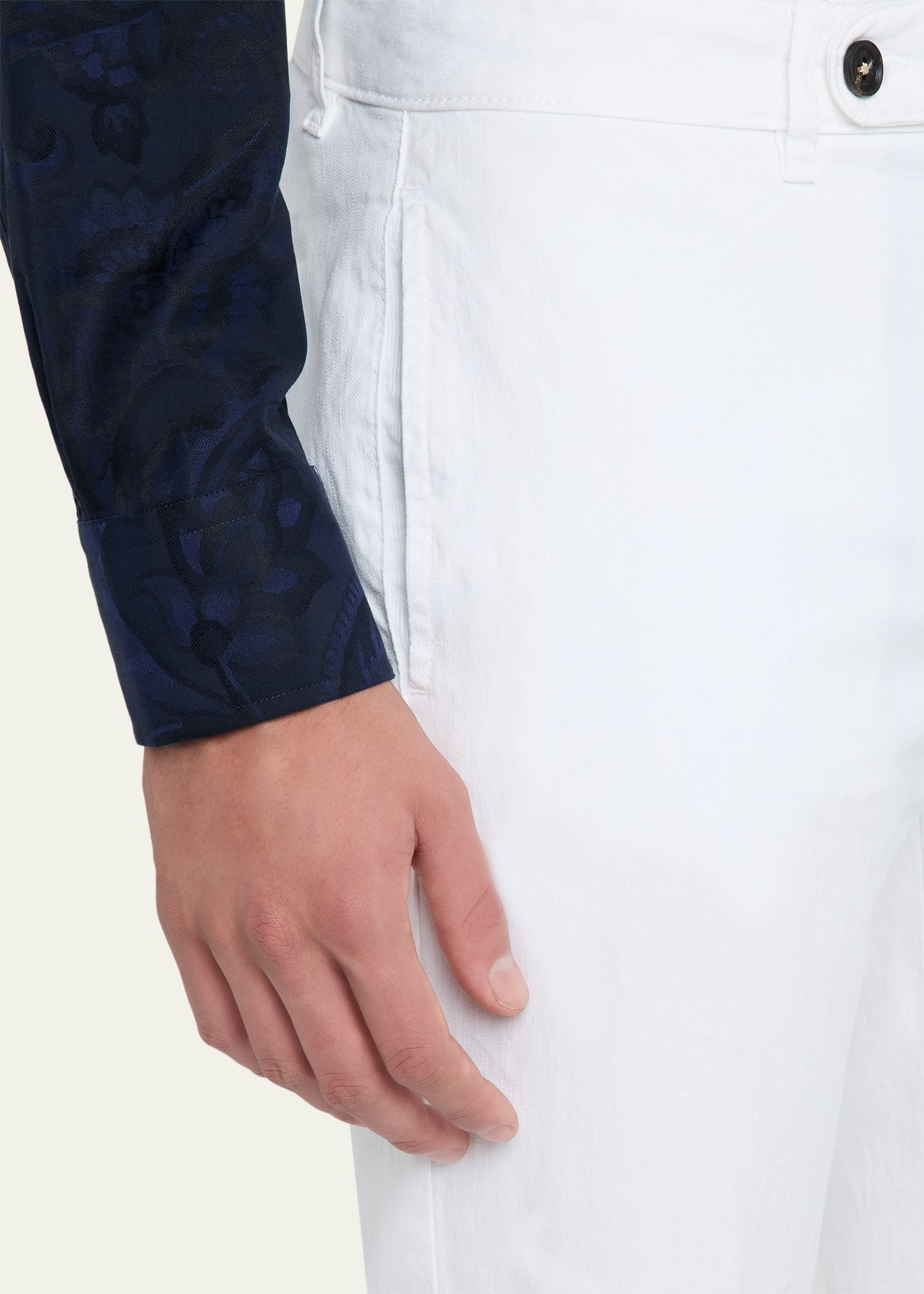 Men's Cotton-Linen Flat-Front Trousers - 5