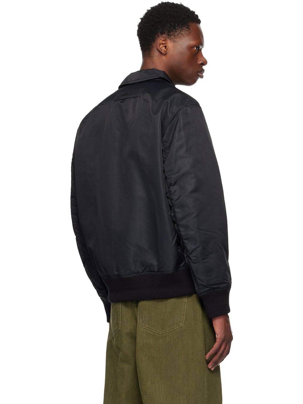 Black Recycled Nylon Bomber Jacket - 3