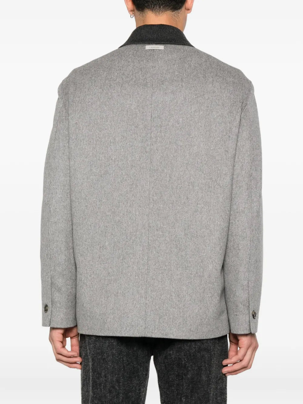 Wool Shirt Jacket With Contrasting Collar - 4