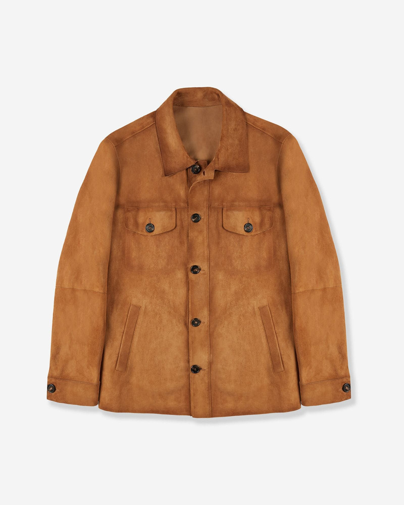 Loose fit leather suede overshirt 1