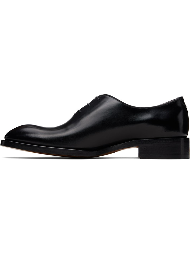 TOM FORD Black Burnished Leather Oxfords outlook