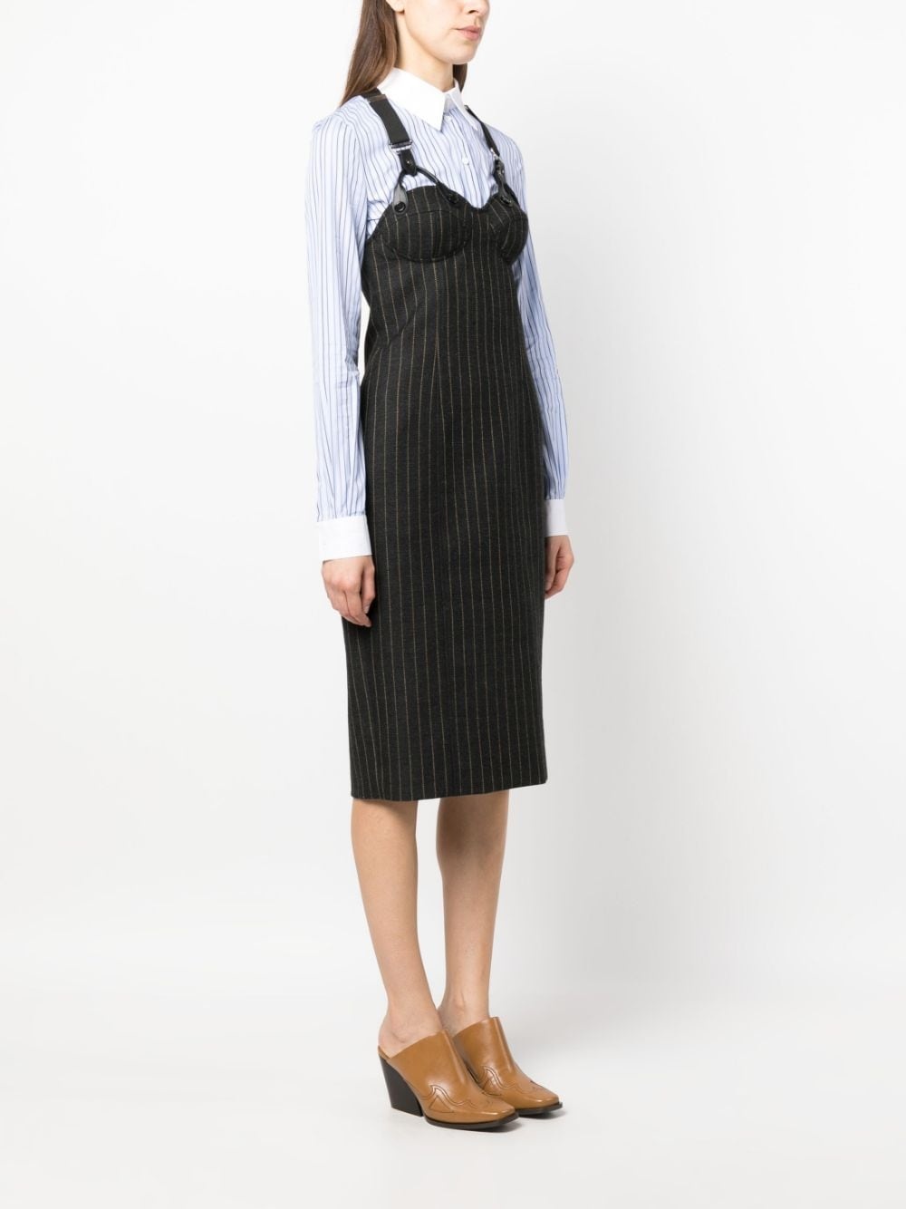 pinstripe wool midi rise - 3