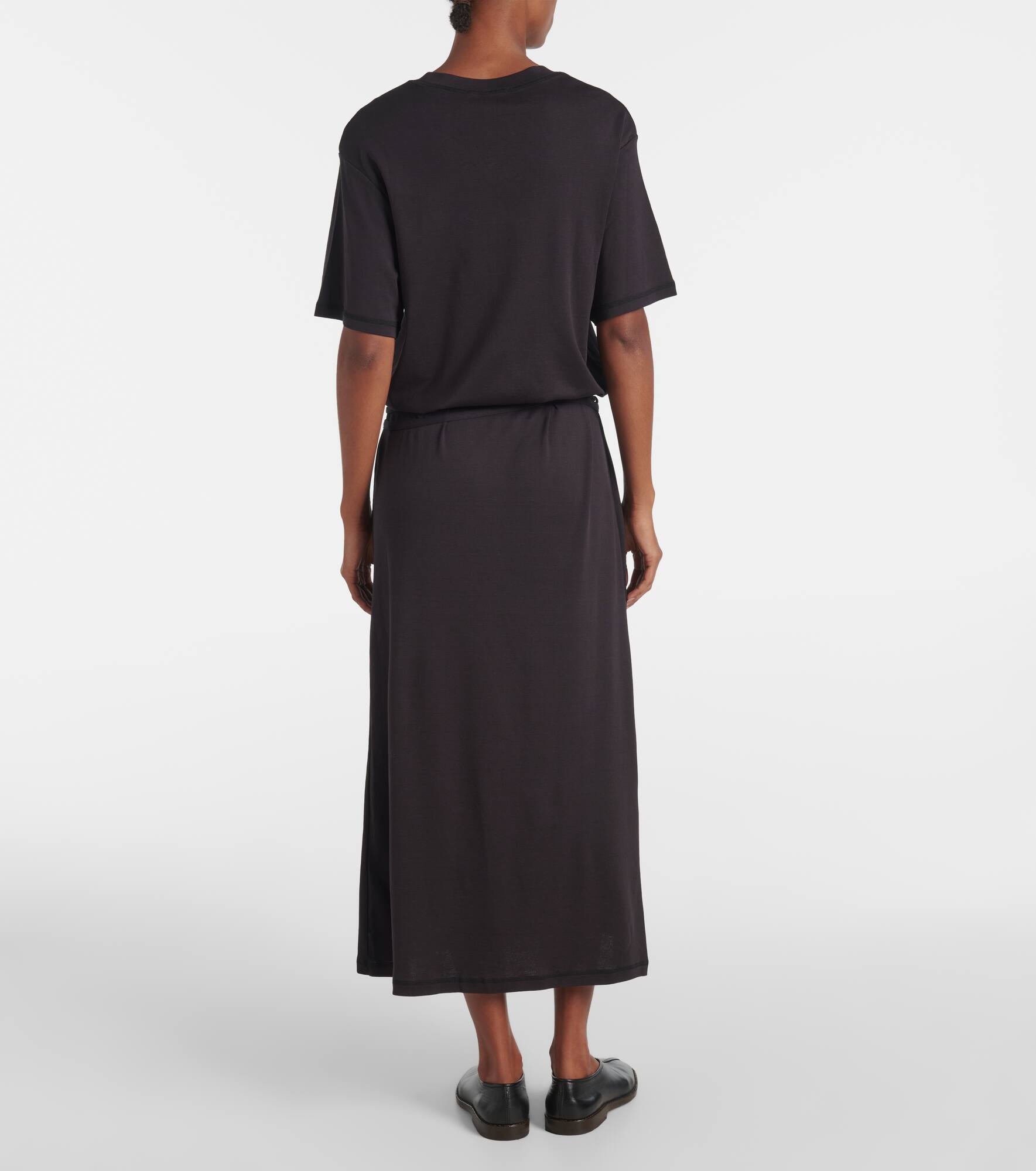 Belted cotton jersey midi dress - 3