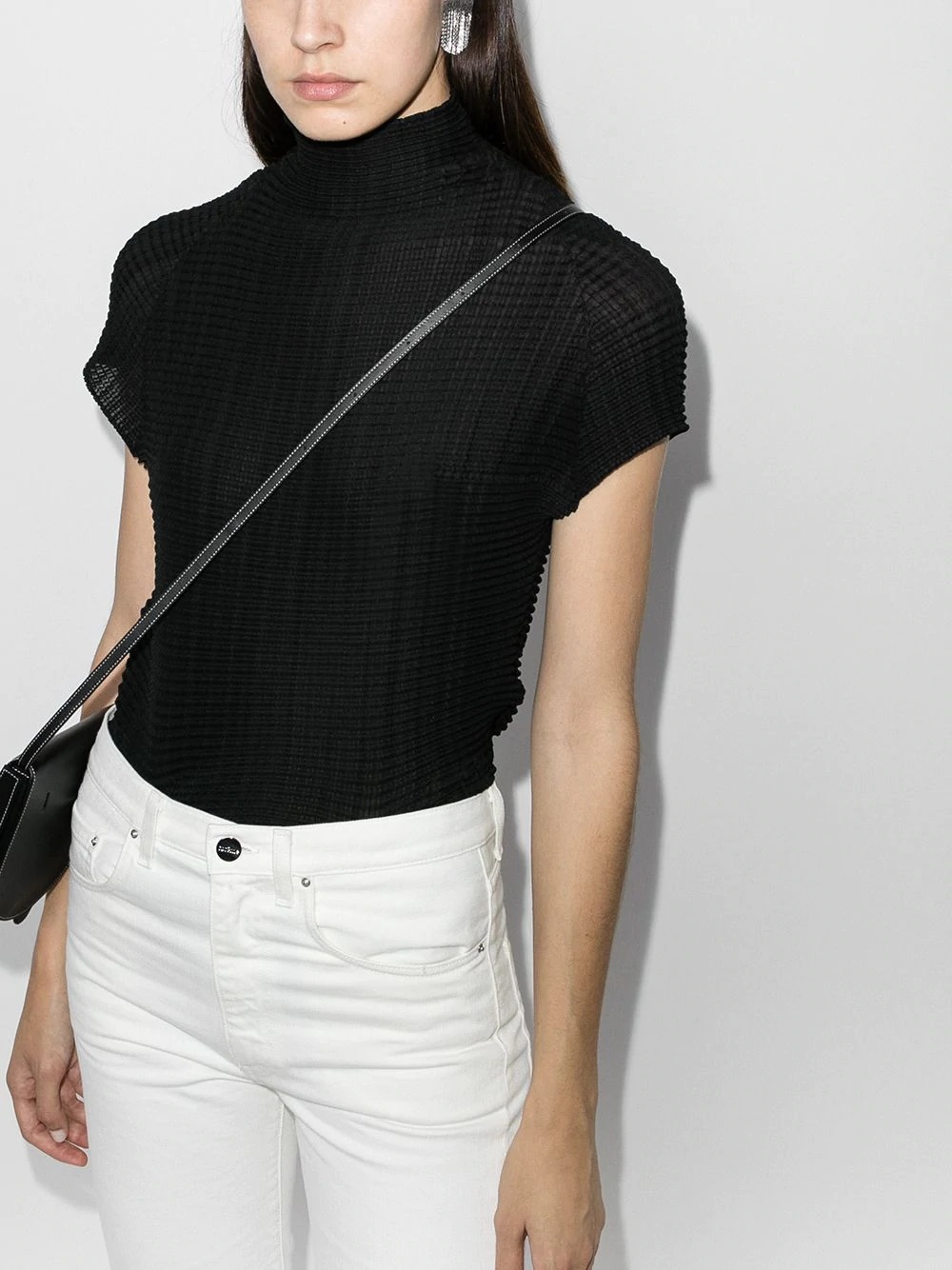 high-neck textured top - 2