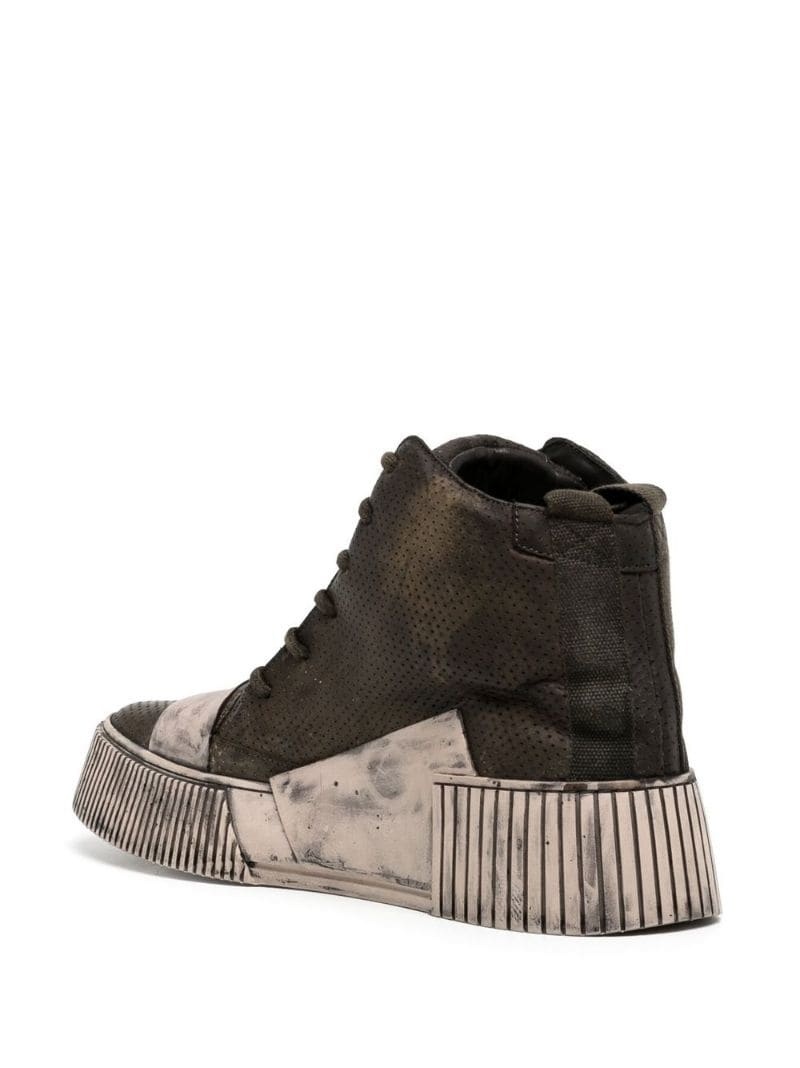 distressed high-top leather sneakers - 3