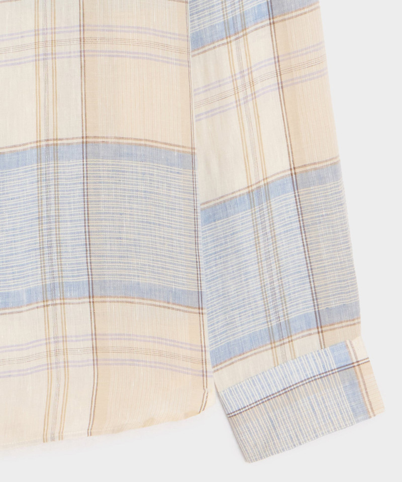 Italian Linen Plaid Big Shirt 8