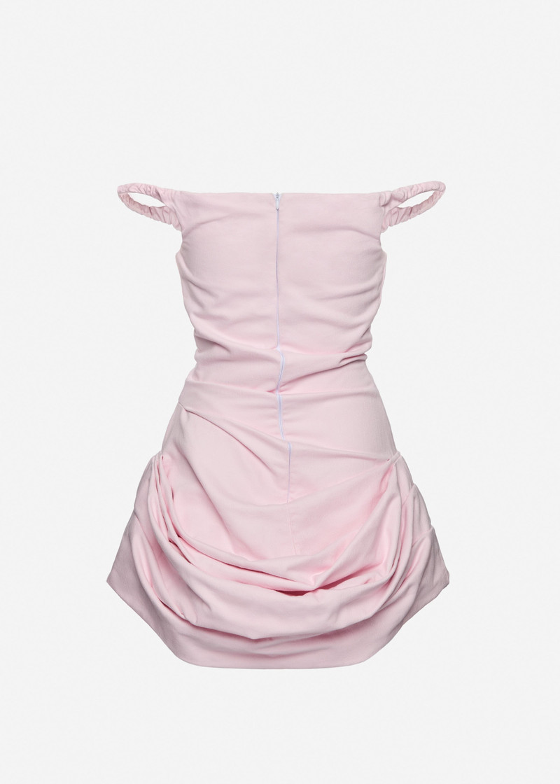 MAGDA BUTRYM Off-shoulder bustier denim dress in pink outlook
