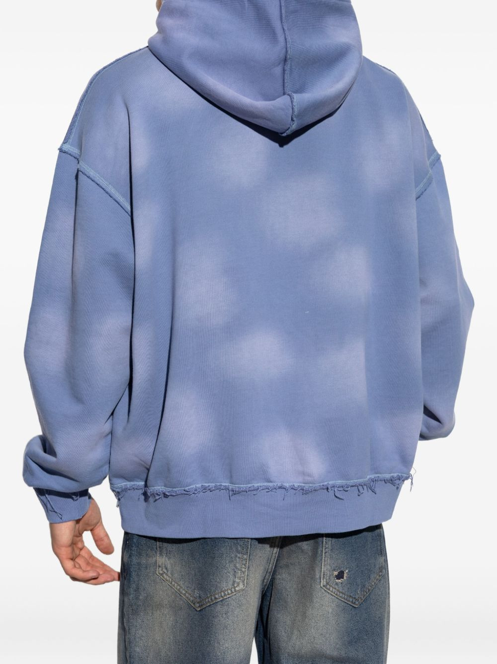 cloud-print frayed-hem hoodie - 4