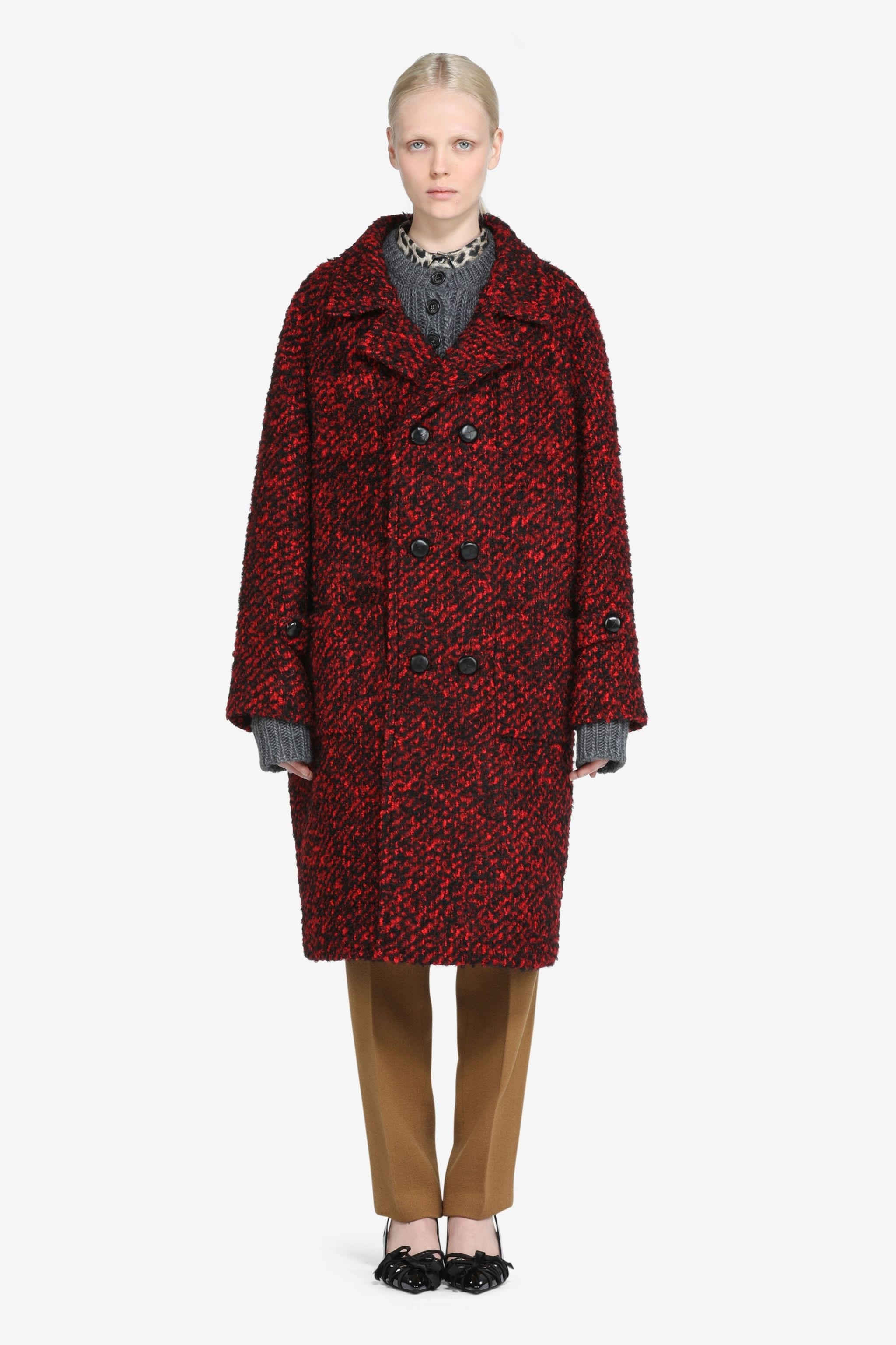 DOUBLE-BREASTED TWEED COAT - 1