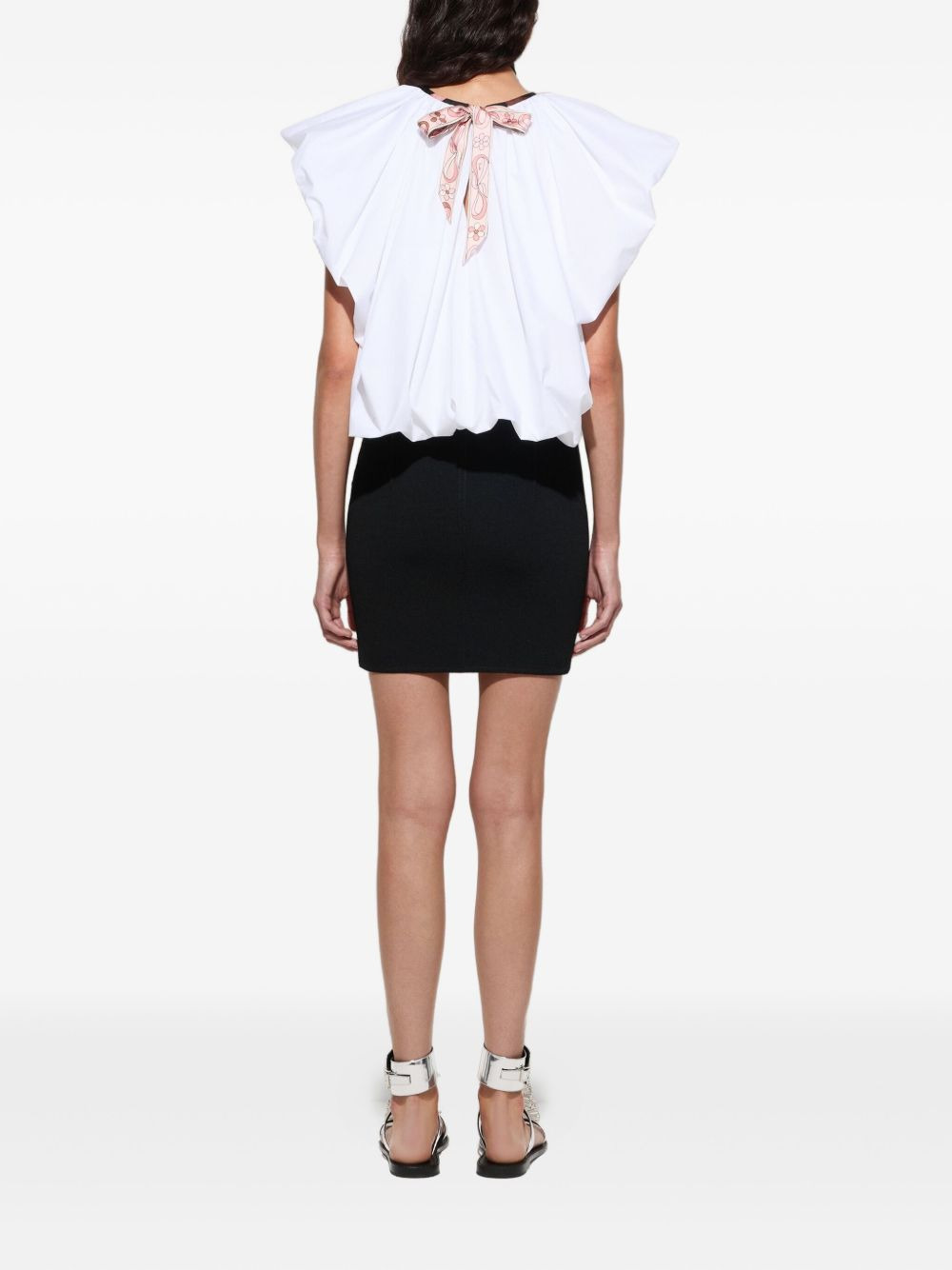 label-embellished ribbed mini skirt - 4
