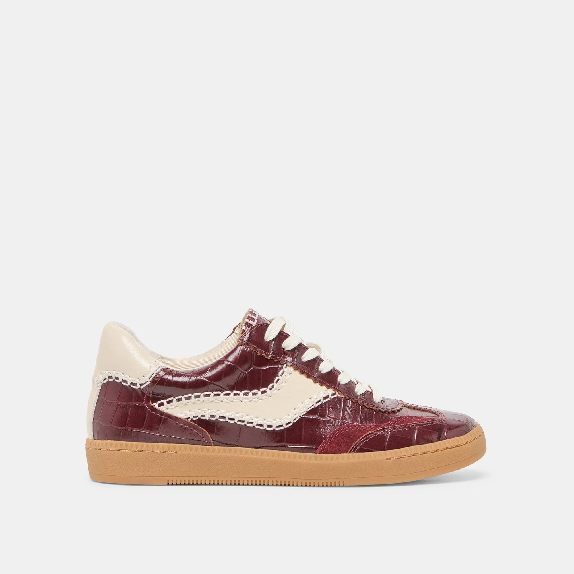 NOTICE STITCH SNEAKERS OXBLOOD CROCO EMBOSSED LEATHER - 1