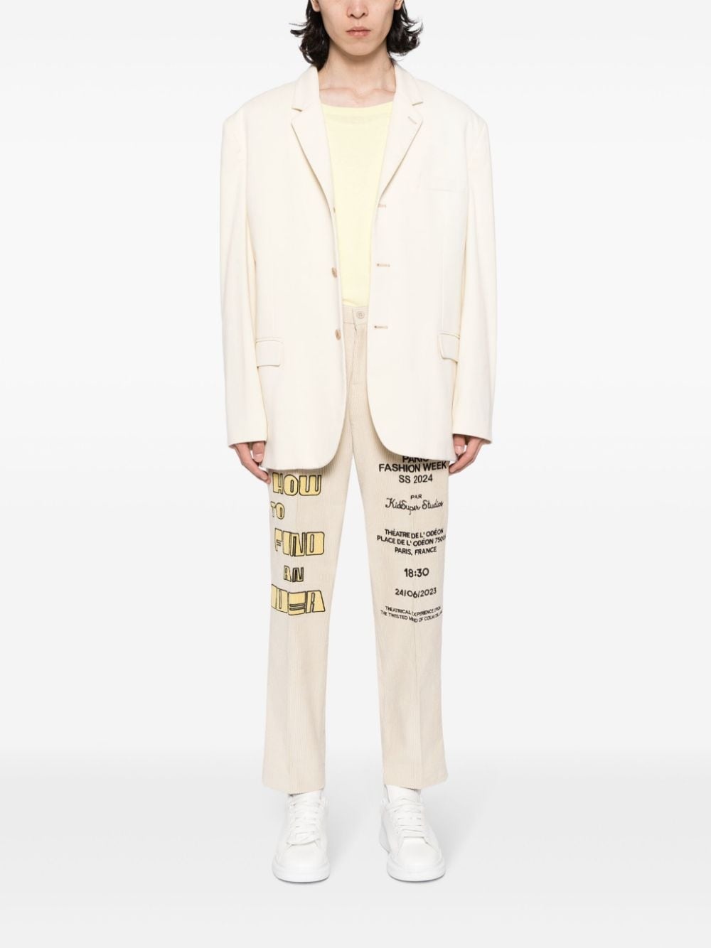 embroidered-motif corduroy trousers - 2