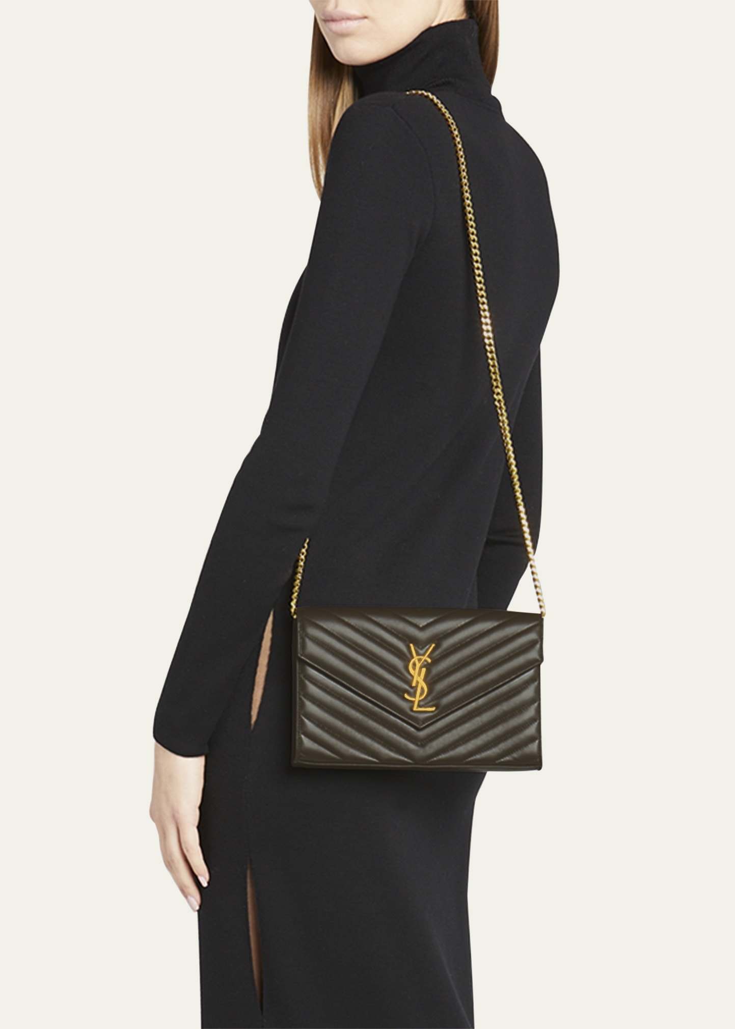 YSL Monogram Large Wallet on Chain in Smooth Leather - 2