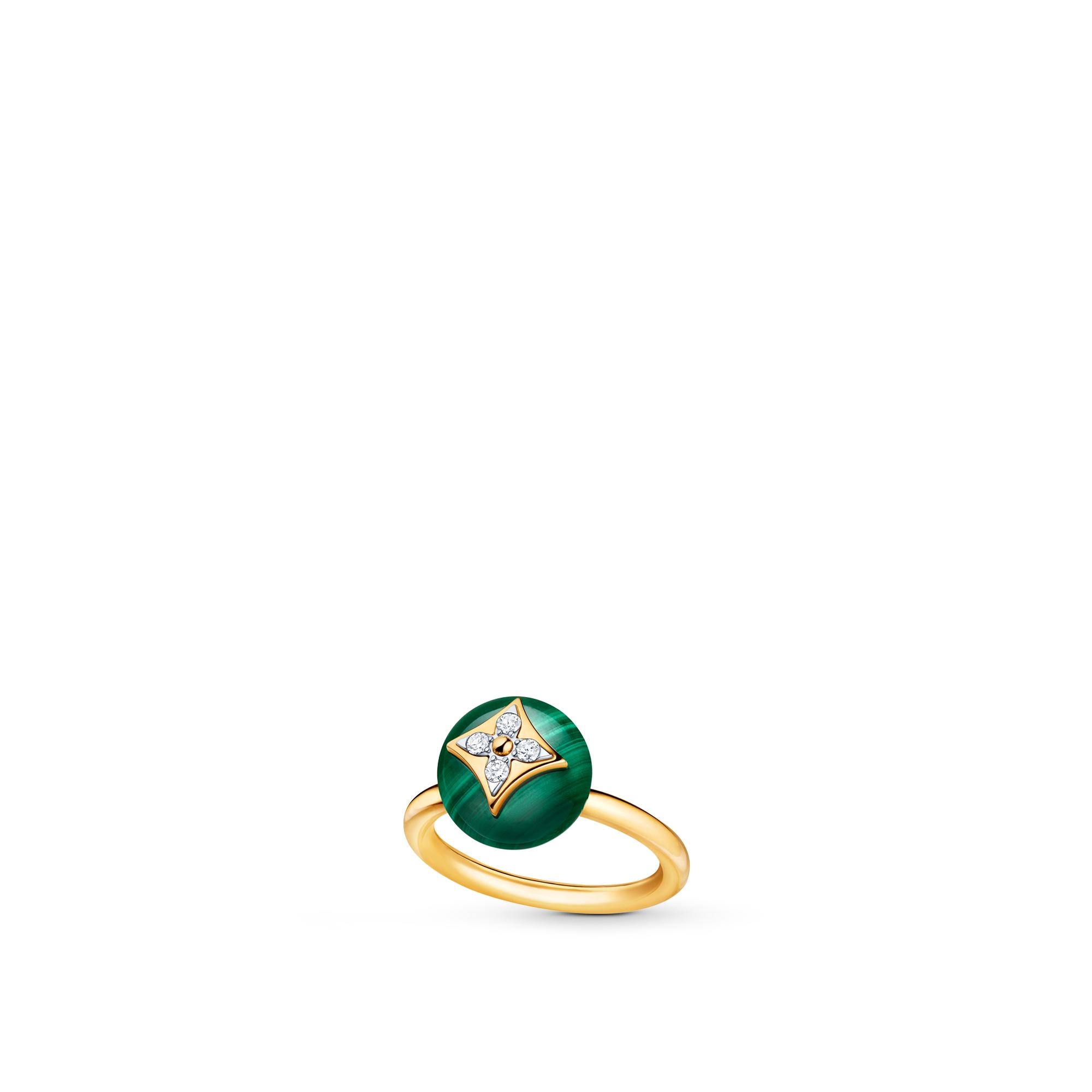B Blossom Ring, Yellow Gold, White Gold, Malachite And Diamonds - 1