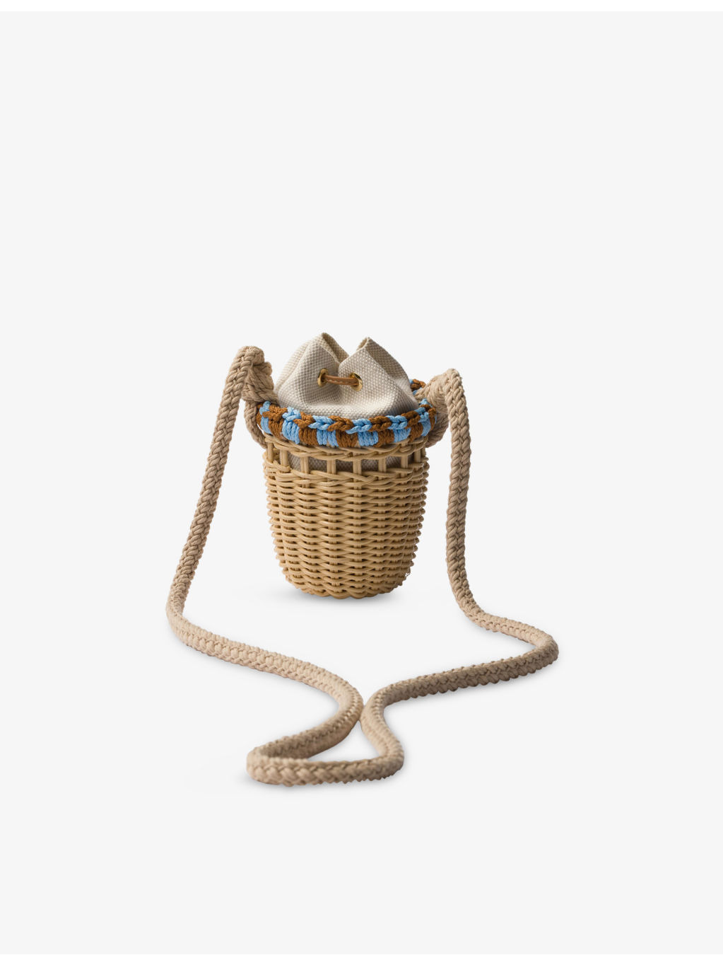 Logo-Embellished Wicker Basket Bag - 3