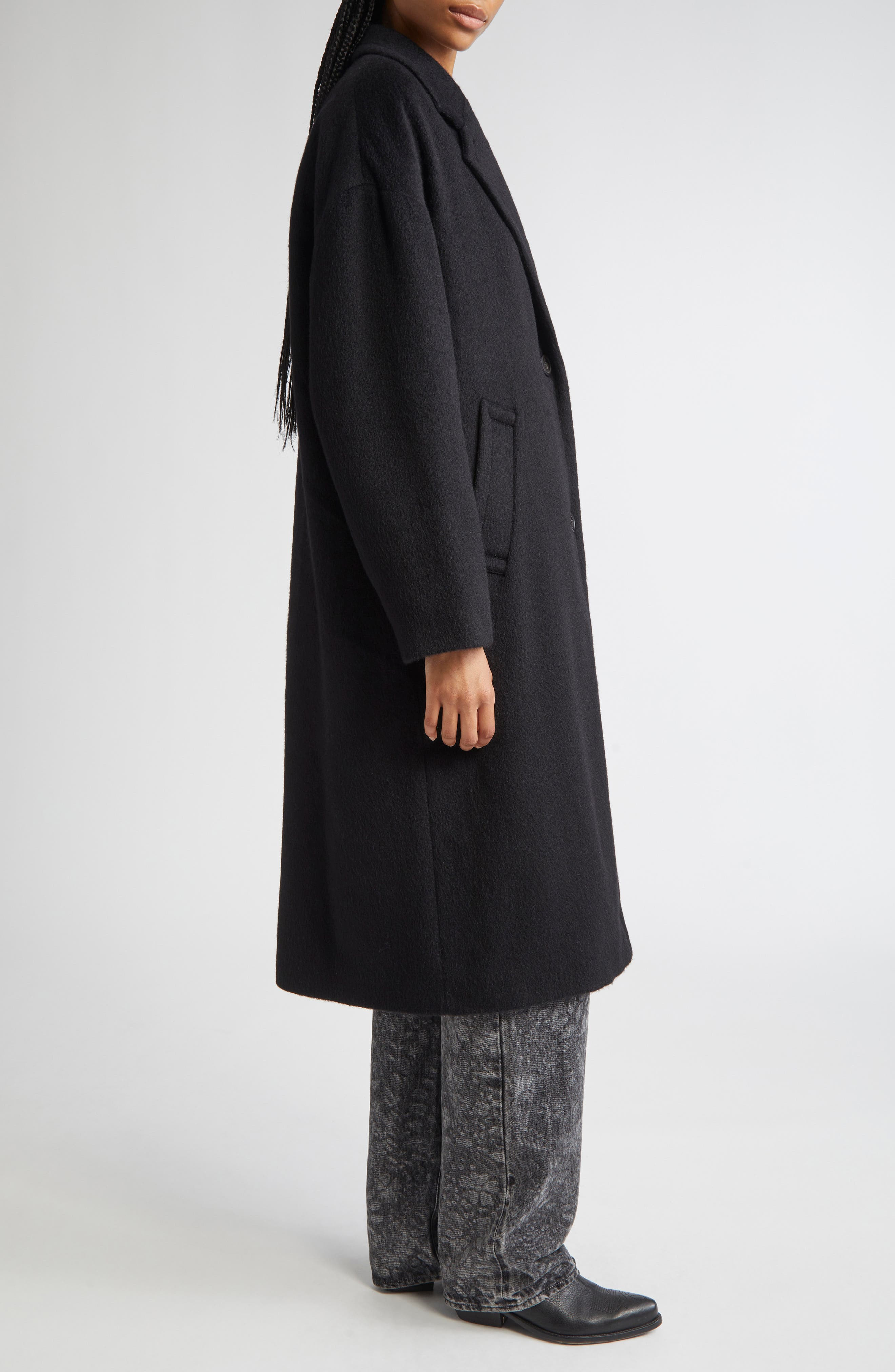 Golden Goose Single Breaste Wool Blend Coccon Coat in Black at Nordstrom - 4