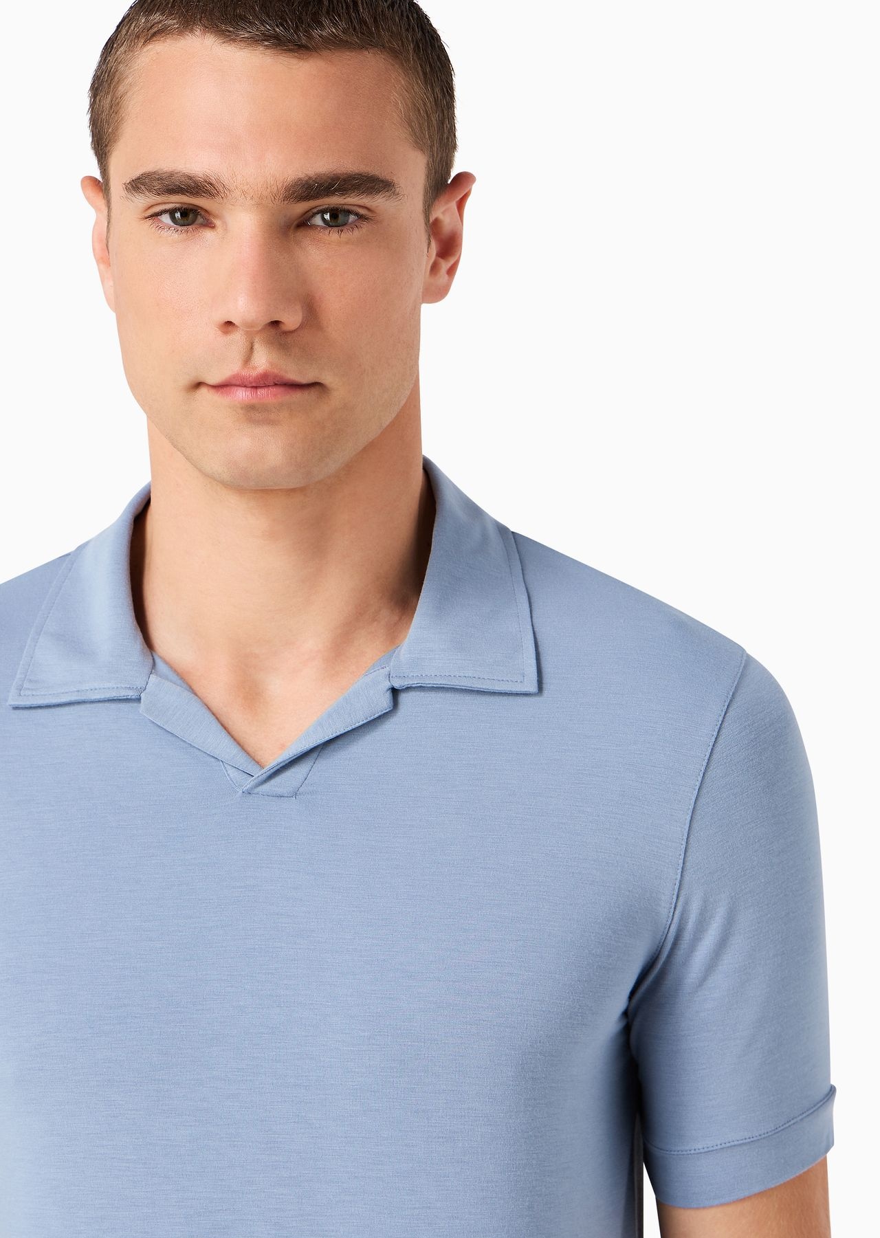 Stretch viscose jersey short-sleeved polo shirt - 9