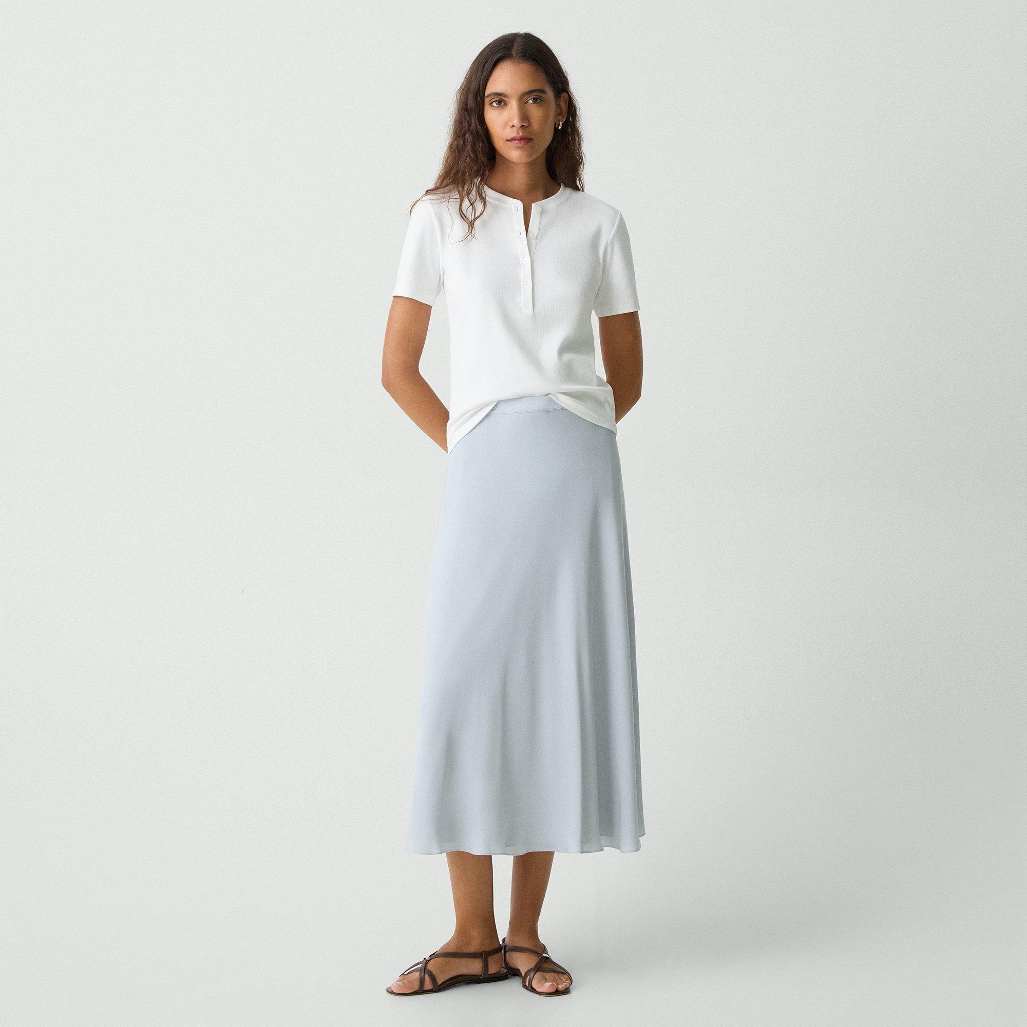 Midi Pull-On Skirt in Silk Georgette - 3