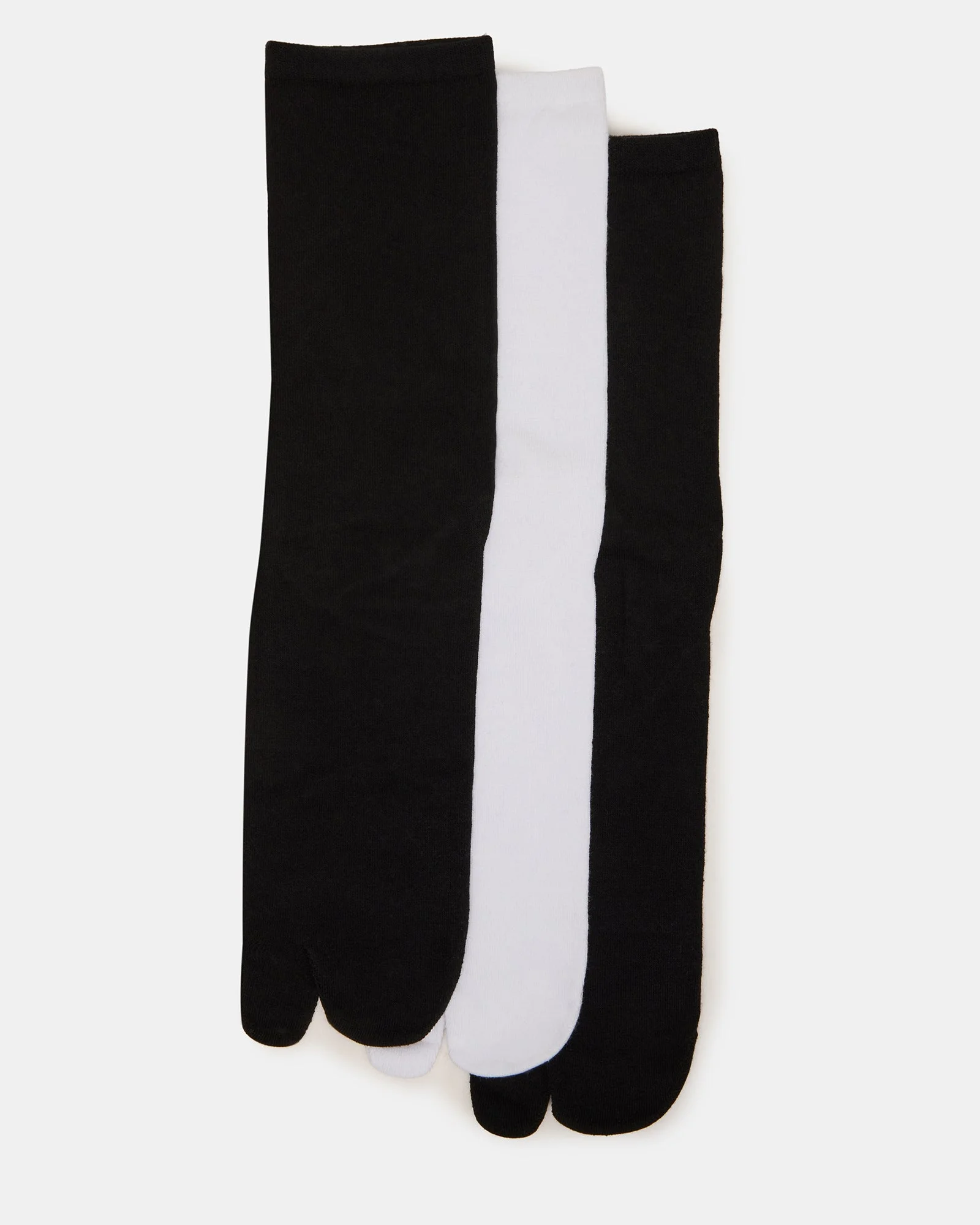 SPLIT TOE CREW SOCKS BLACK/WHITE - 1