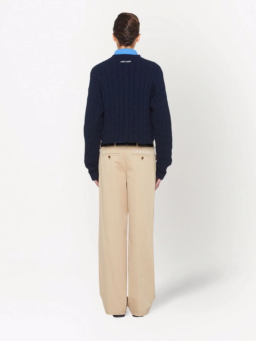 cable knit cashmere V-neck jumper - 4