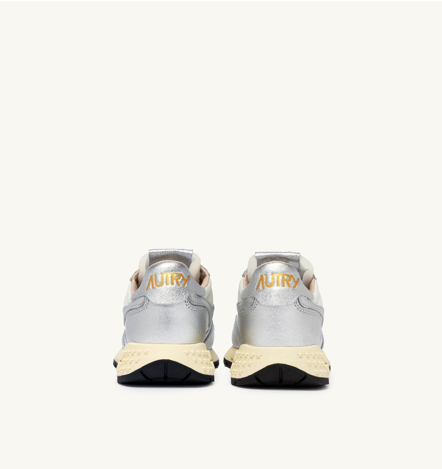 REELWIND LOW SNEAKERS IN WHITE NYLON AND SILVER TONE METALIZED LEATHER - 3