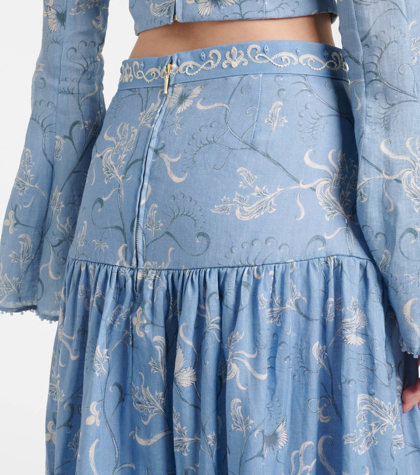 Anis Lymanopoda floral linen maxi skirt - 4