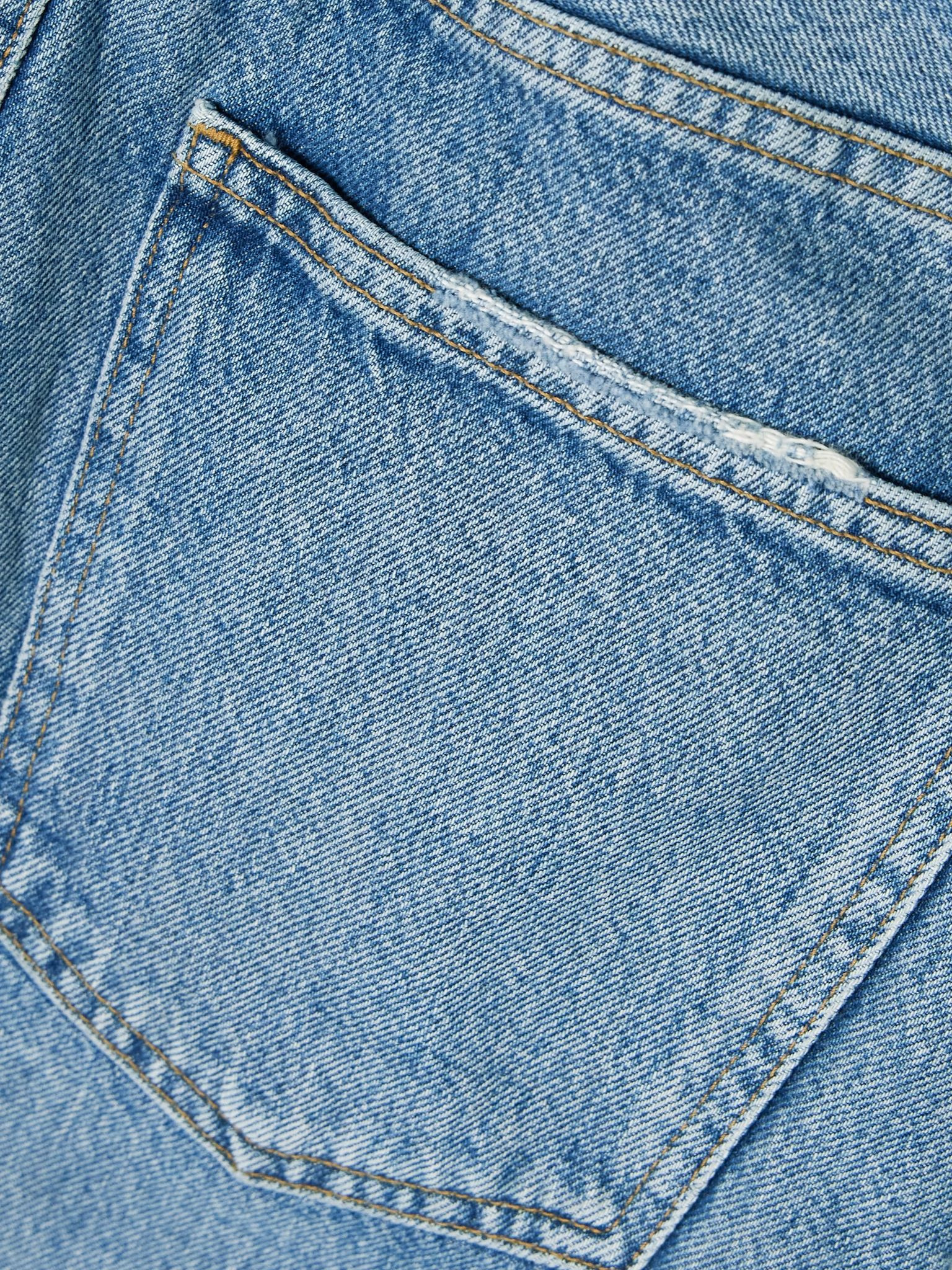 V-Waist frayed denim mini skirt Mid denim - 4