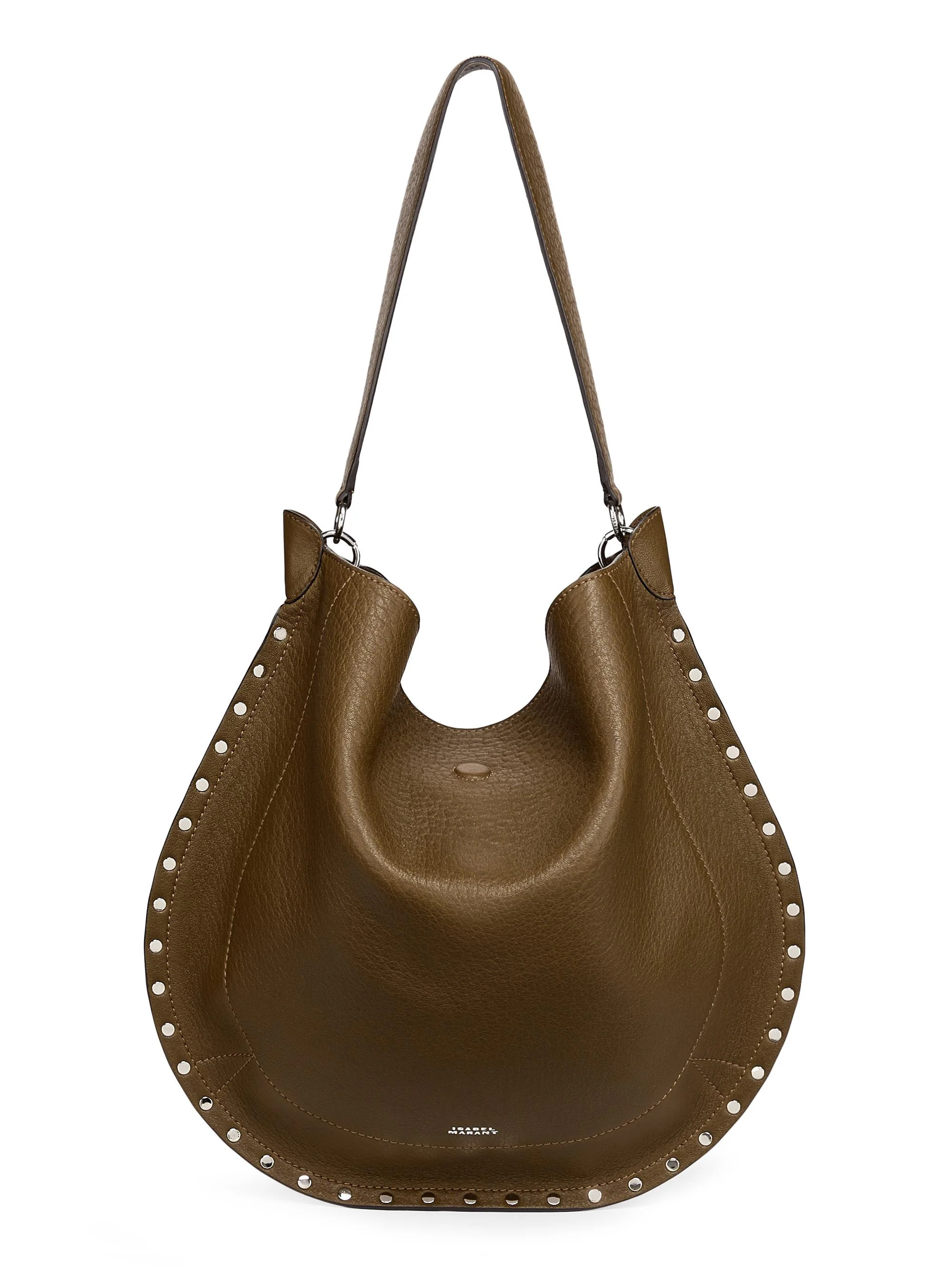 Women's Oskan Studded Leather Hobo Bag - Khaki - 1