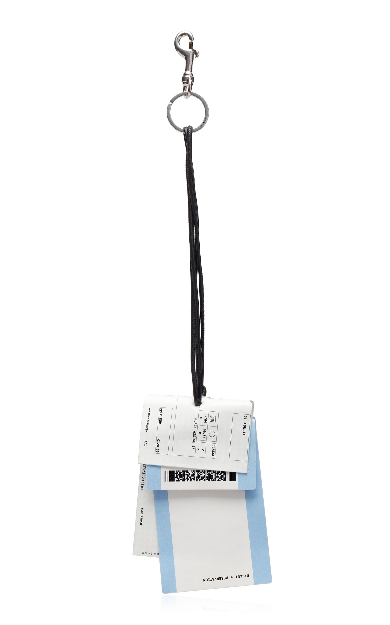 BALENCIAGA Keyring Leather Train Ticket white | REVERSIBLE