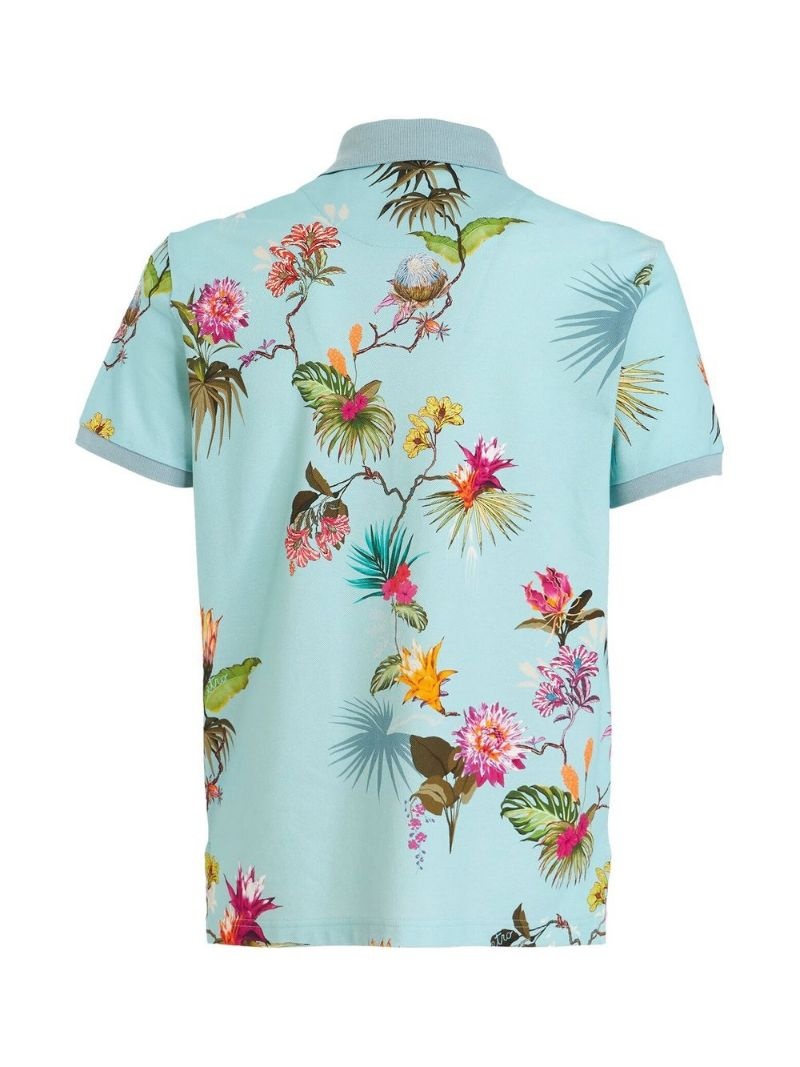 floral-print cotton polo shirt - 6