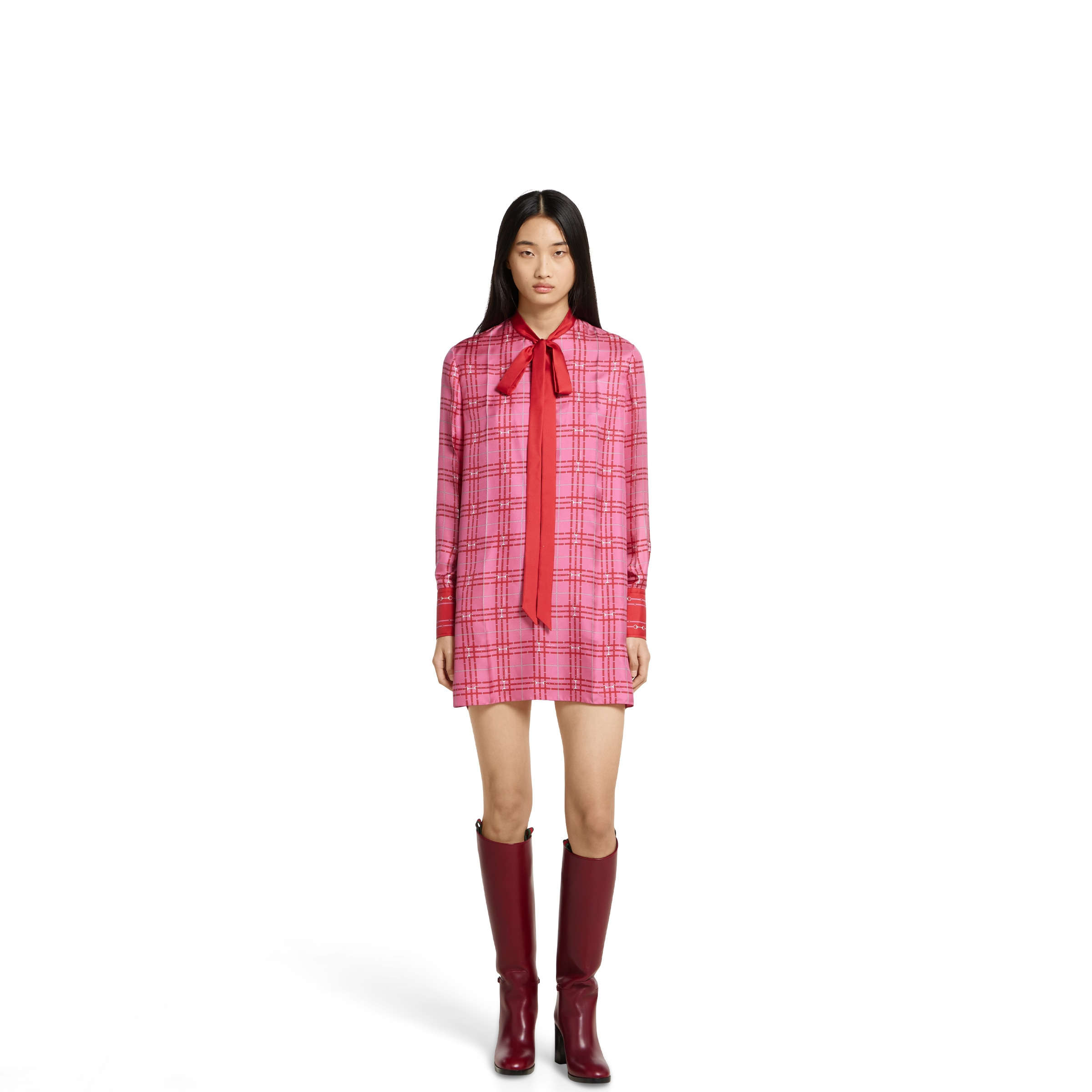 Printed silk twill dress - 3