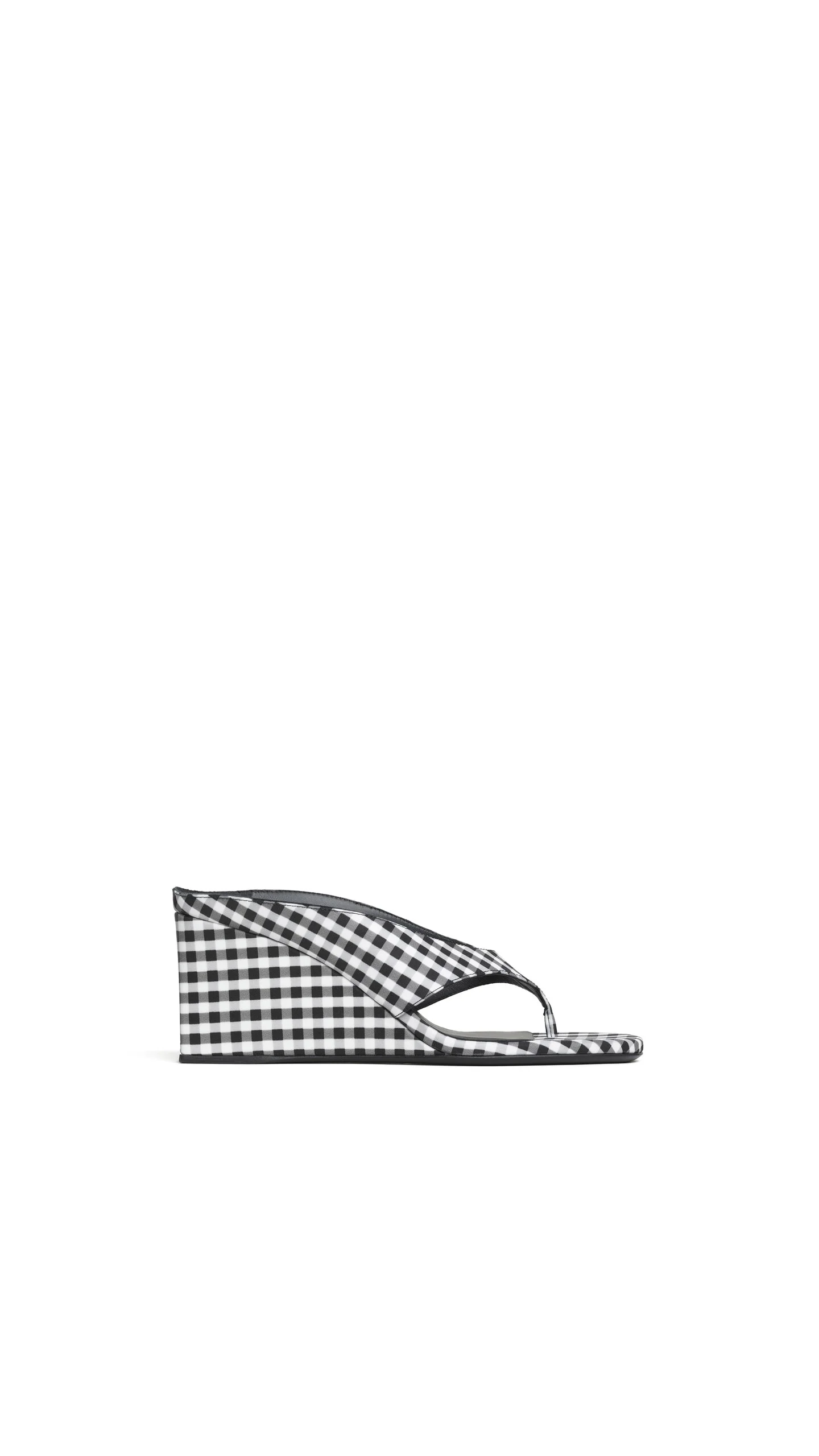 CUBE THONG MULES IN VICHY PRINT - 1