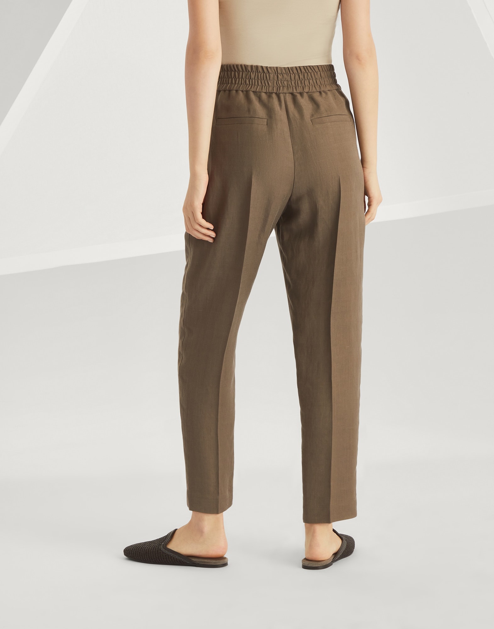 Viscose and linen fluid twill baggy pull-on trousers - 2